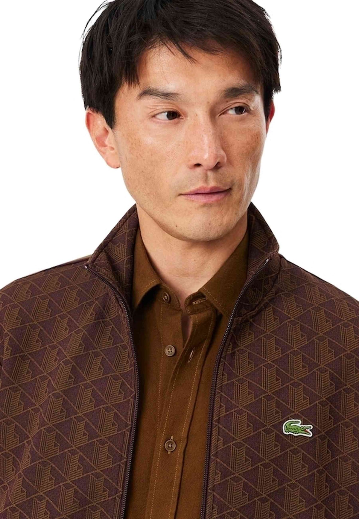 CHAQUETA LACOSTE MARRON MONOGRAM PARIS JACQUARD JACKET