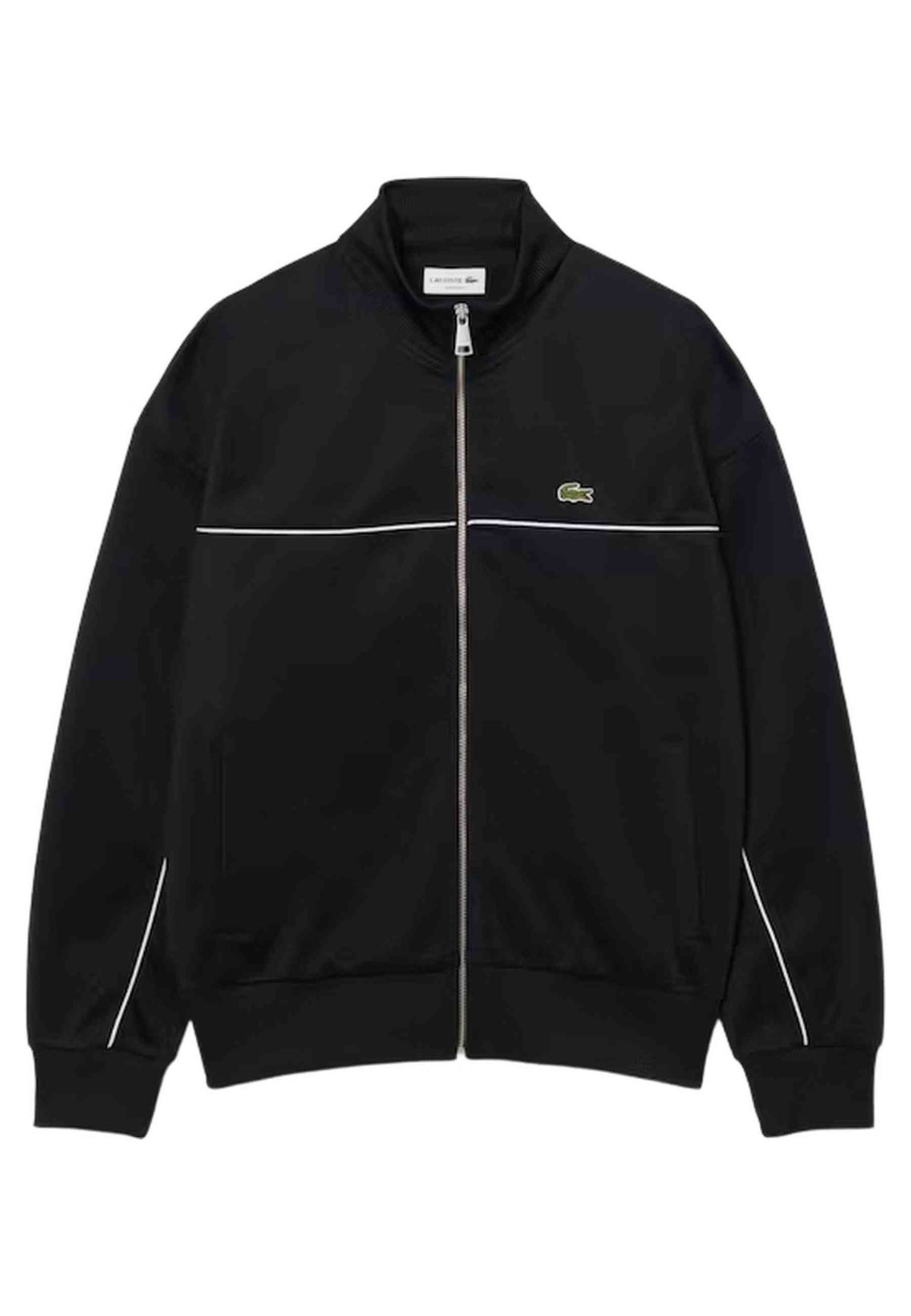 CHAQUETA LACOSTE NEGRA ZIPPED RIBBETED JACKET
