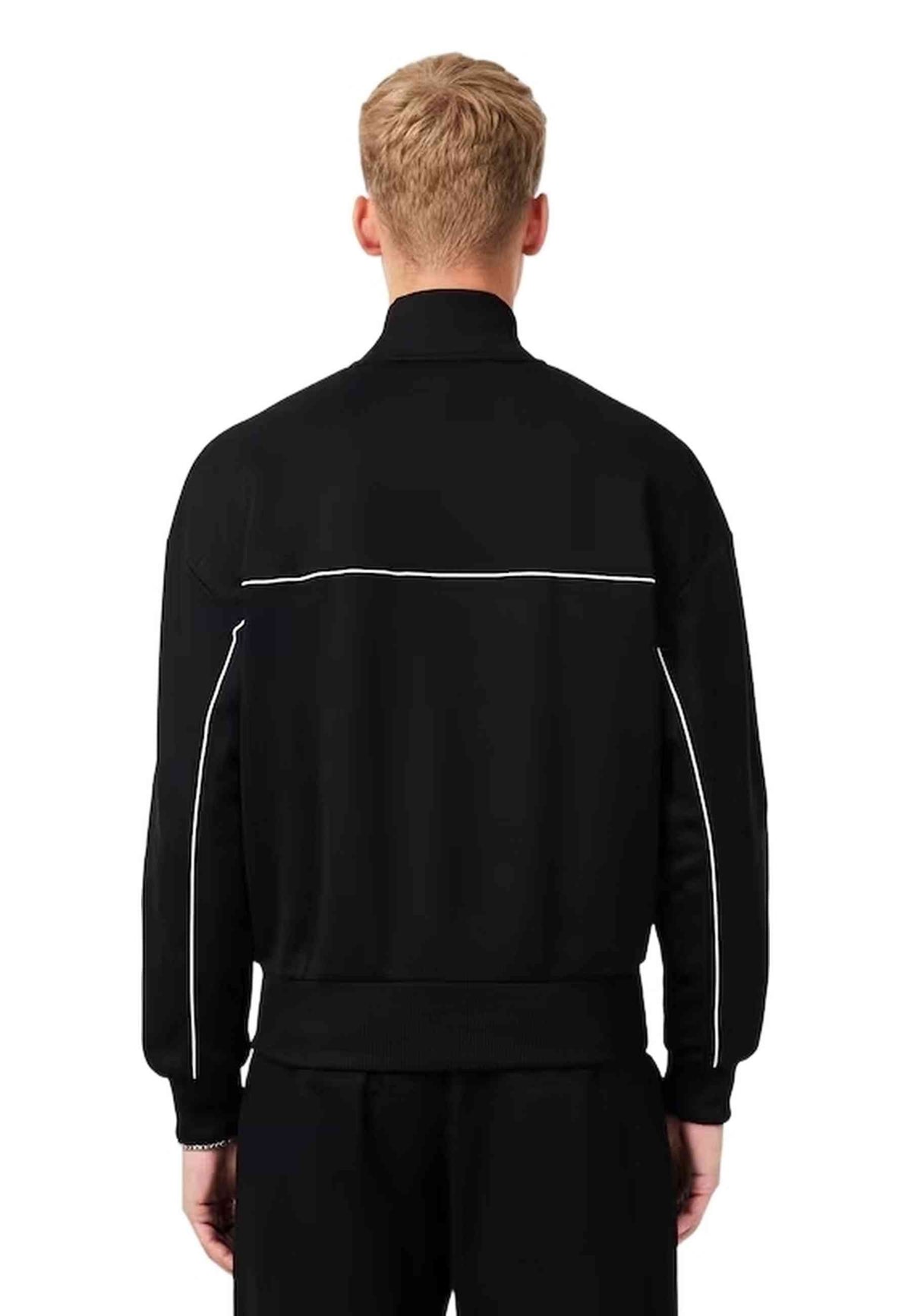 CHAQUETA LACOSTE NEGRA ZIPPED RIBBETED JACKET