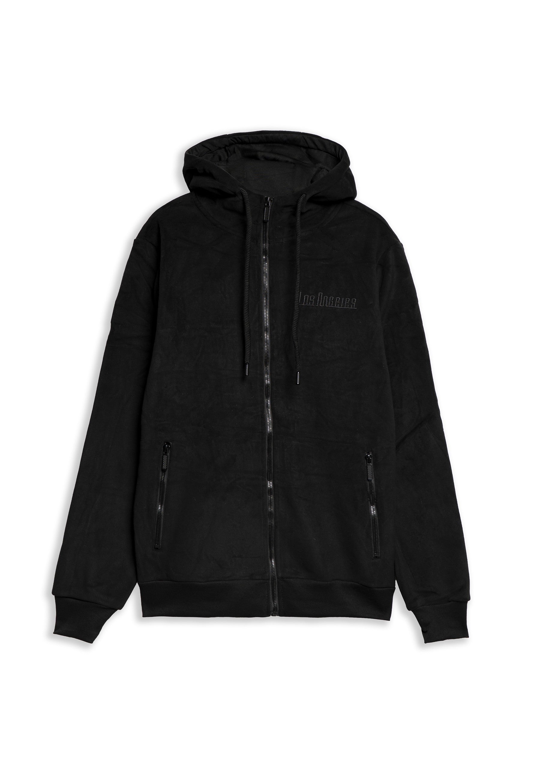 CHAQUETA NEGRA LOS ANGELES VELOUR HOODED JACKET