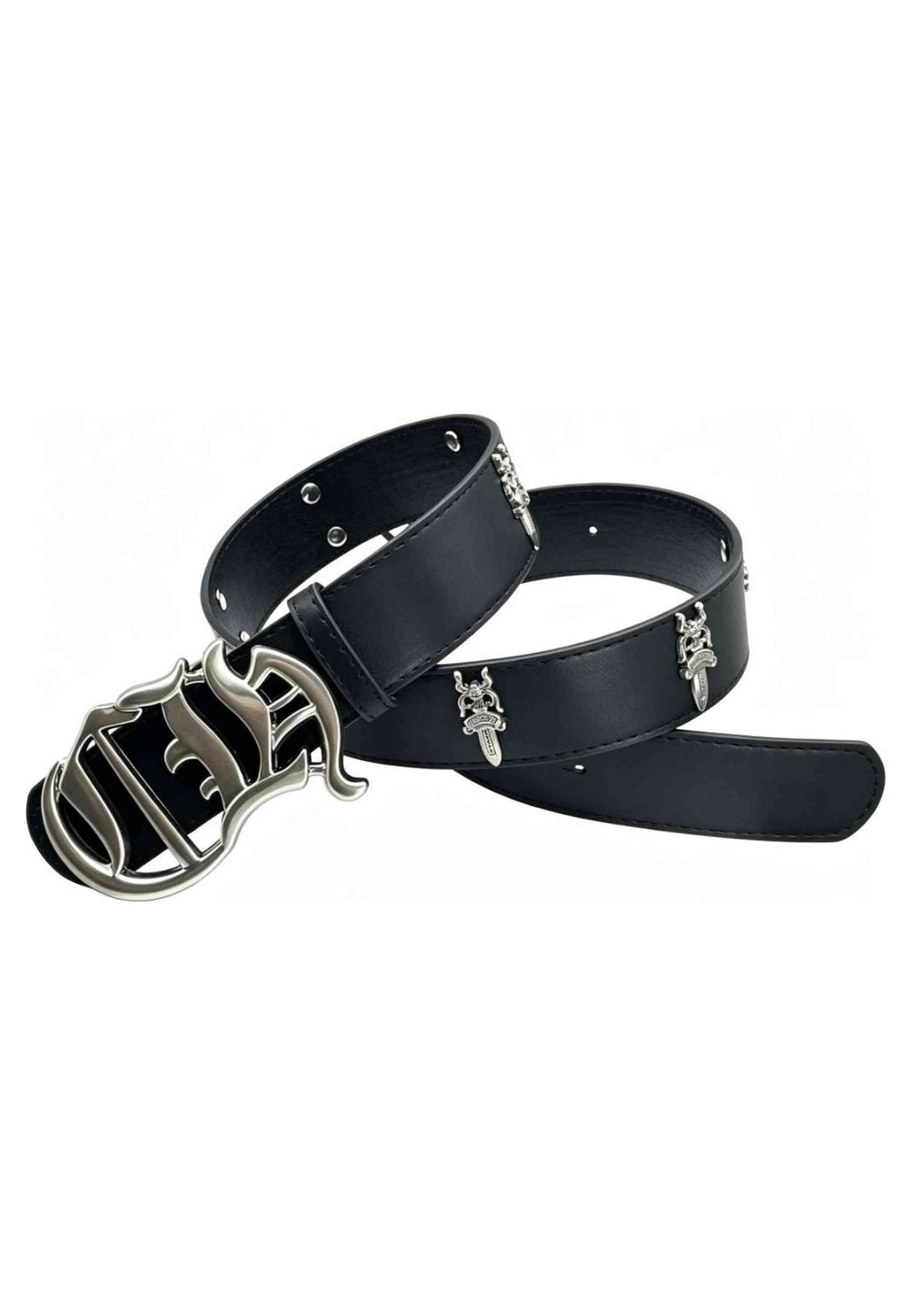 CINTURON NEGRO DAGGER GOTHIC BUCKLE