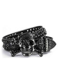 CINTURON NEGRO GLITTER SKULL BUCKLE