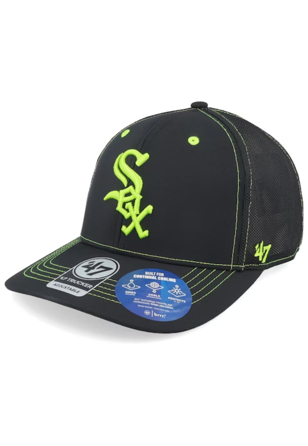 GORRA 47 BRAND NEGRA WHITE SOX BRRR TECH TRUCKER CAP