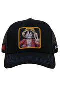 GORRA CAPSLAB ONE PIECE LUFFY LOGO TRUCKER NEGRA
