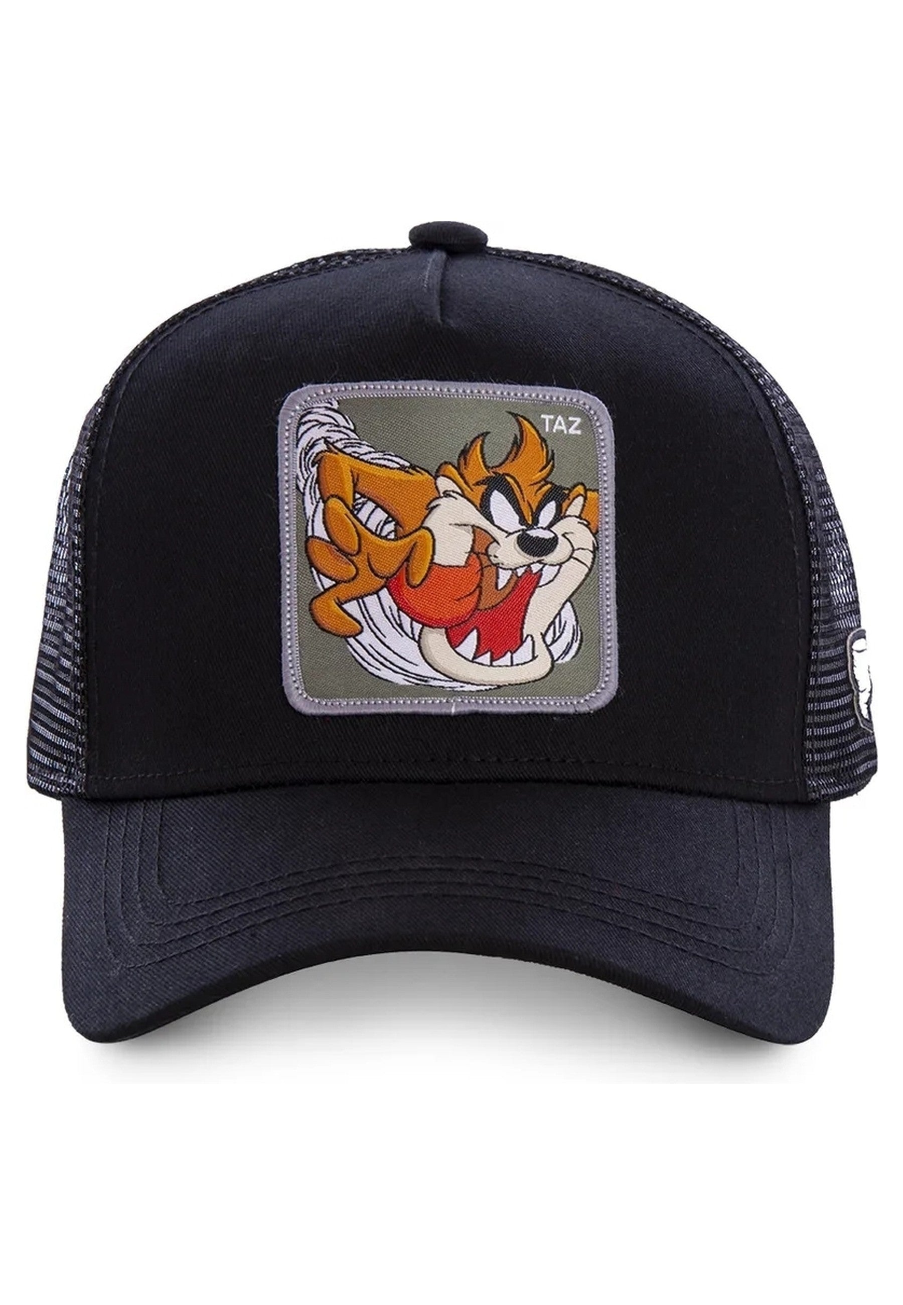 GORRA COLLABS NEGRA TAZ BORDADO FRENTE TRUCKER VISERA CURVA