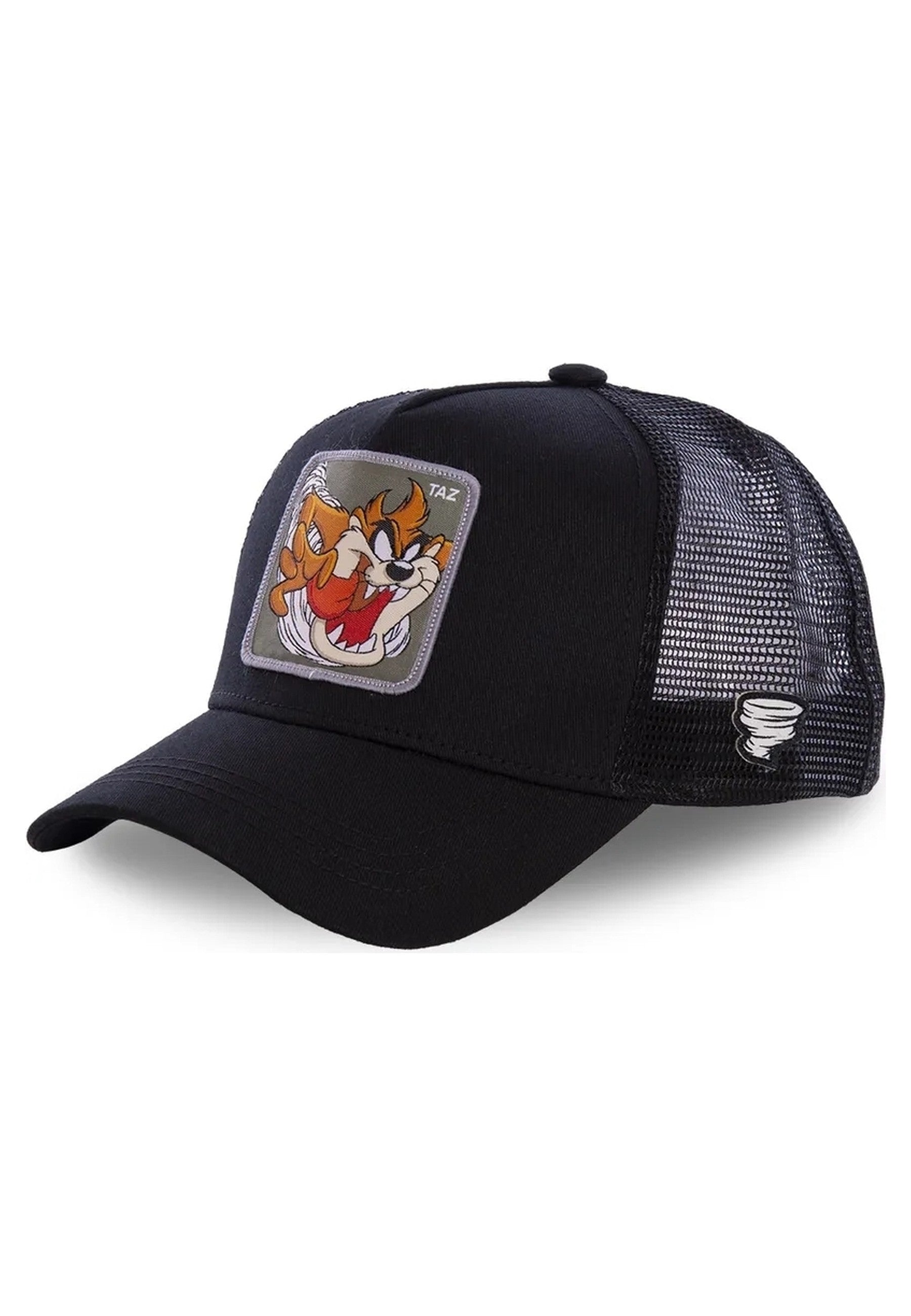GORRA COLLABS NEGRA TAZ BORDADO FRENTE TRUCKER VISERA CURVA