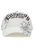 GORRA ED HARDY BLANCA DISTRESSED FLORAL GOTIC 6 PANEL TRUCKER CAP