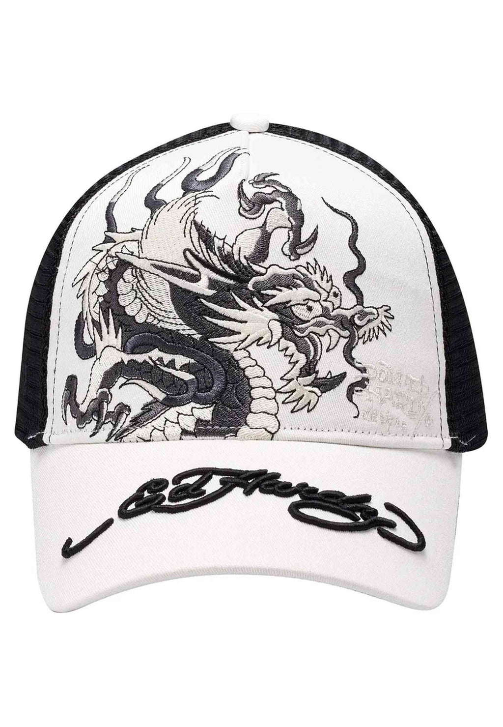 GORRA ED HARDY BLANCA MONO GIANT DRAGON FRONT MESH TRUCKER