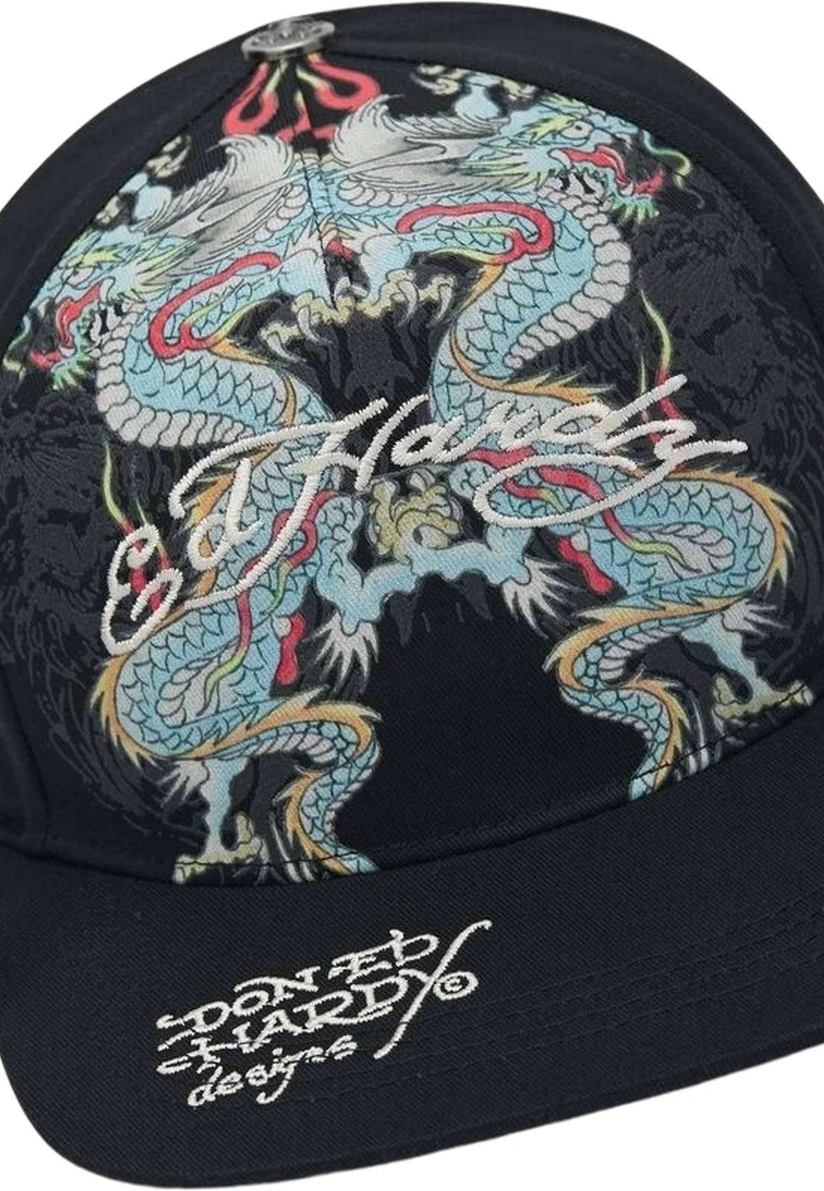GORRA ED HARDY NEGRA BATTLE DRAGON FLAT PEAK CAP