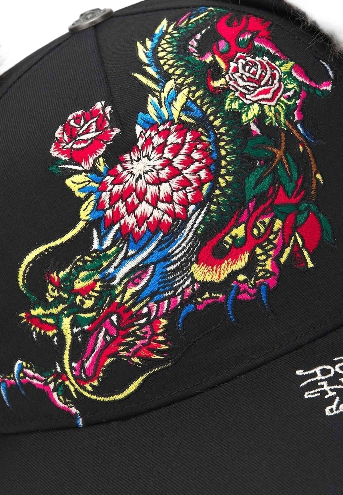 GORRA ED HARDY NEGRA CRAWLING DRADON TRAPPER 5 PANEL TRUCKER CAP