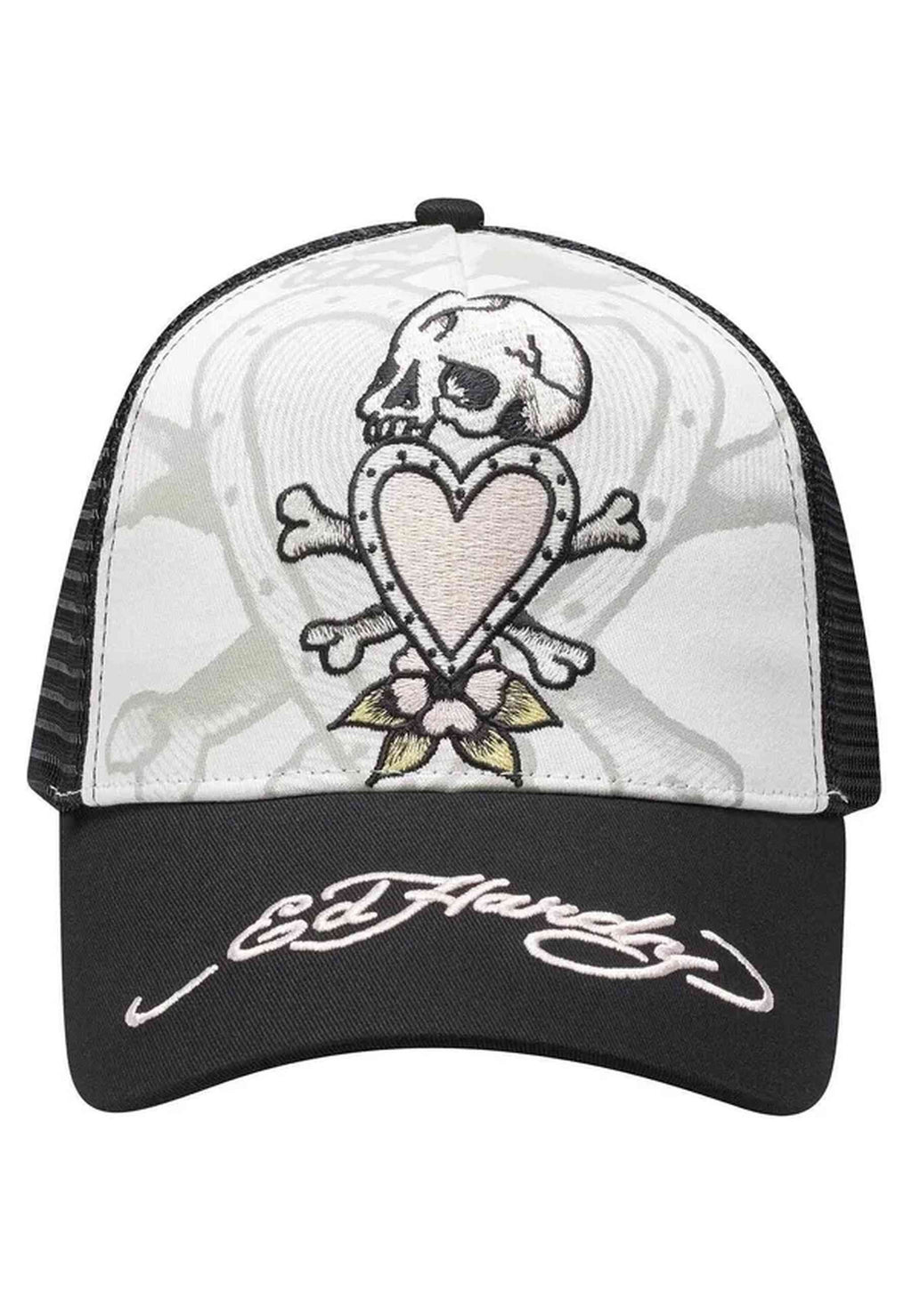 GORRA ED HARDY NEGRA DEATH BEFORE TWILL FRONT MESH TRUCKER CAP