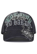 GORRA ED HARDY NEGRA DISTRESSED FLORAL GOTHIC 6 PANEL TRUCKER CAP