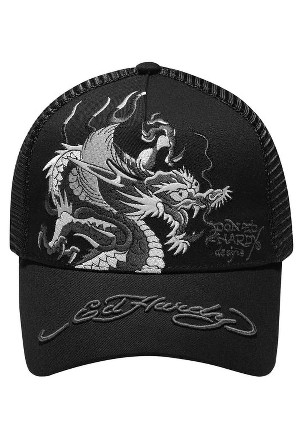 GORRA ED HARDY NEGRA MONO GIANT DRAGON TWILL FRONT MESH TRUCKER