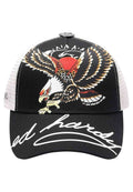 GORRA ED HARDY NEGRA SOARING EAGLE SCRIPT 5 PANEL TRUCKER CAP