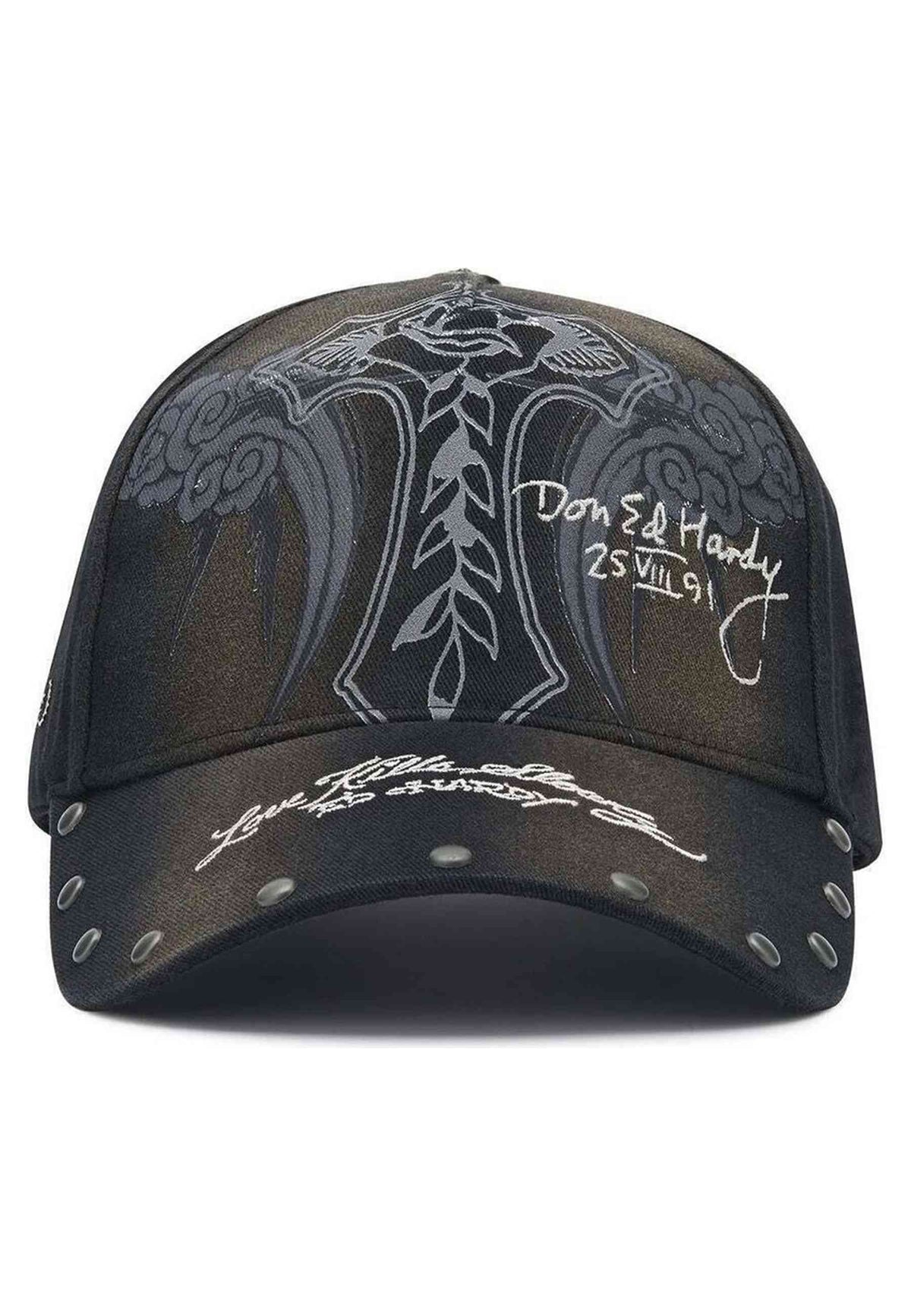 GORRA ED HARDY NEGRA STORMING ROSE 5 PANEL TRUCKER CAP