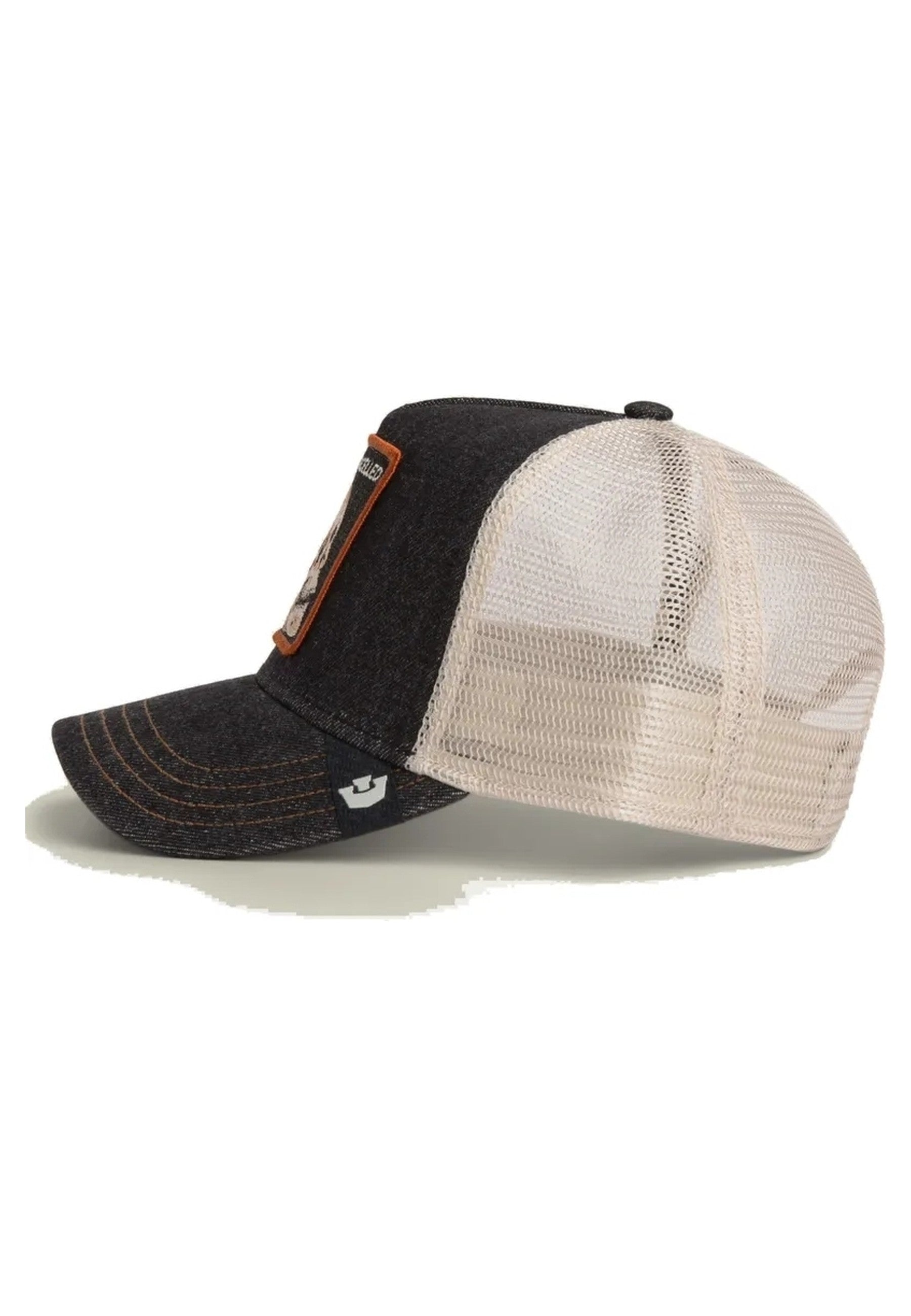 GORRA GOORIN BROS BLACK DENIM CALAVERA DENIM SKULL TRUCKER CAP