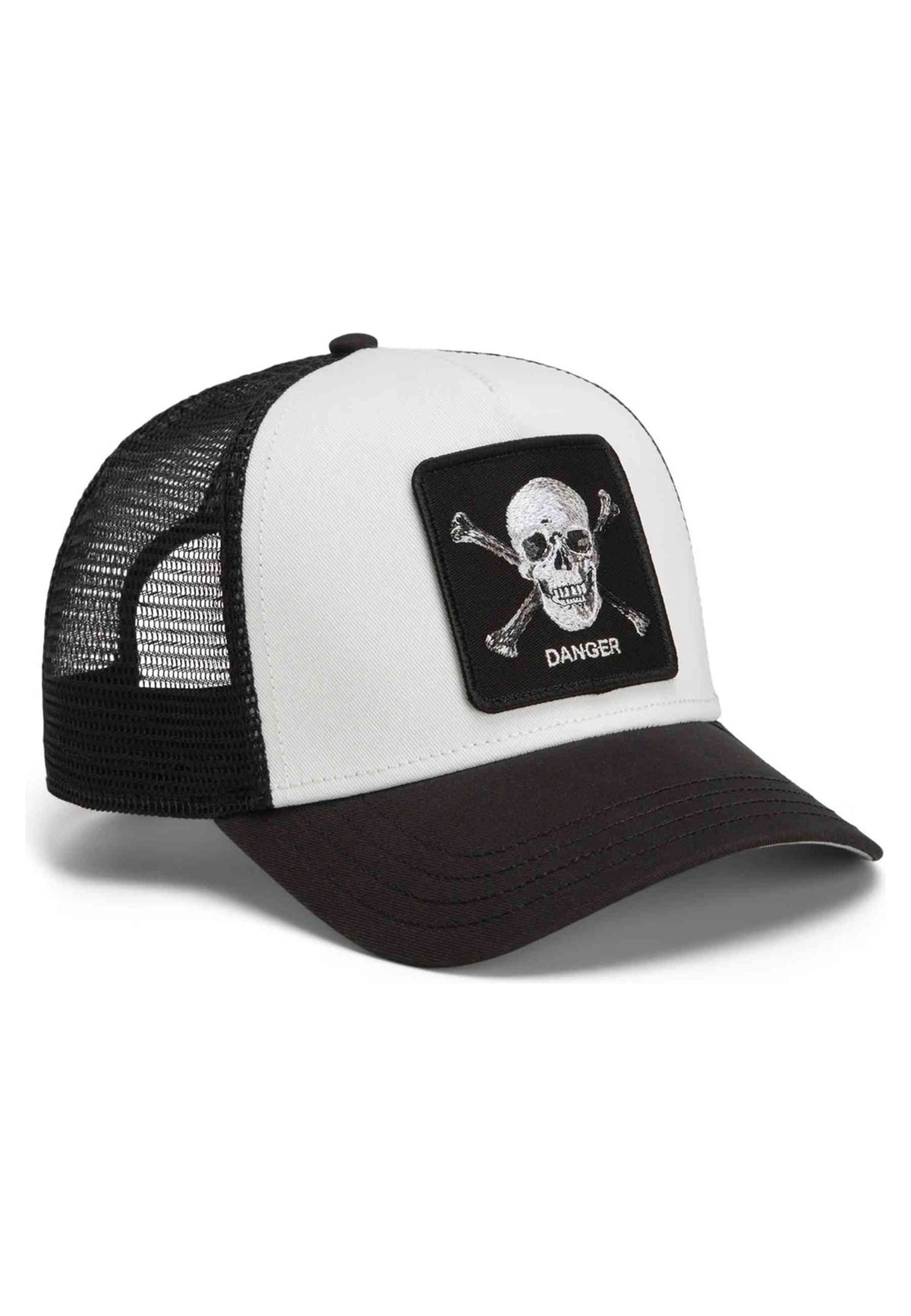 GORRA GOORIN BROS BLANCA CALAVERA DANGER SKULL AND CROSSBONES TRUCKER CAP