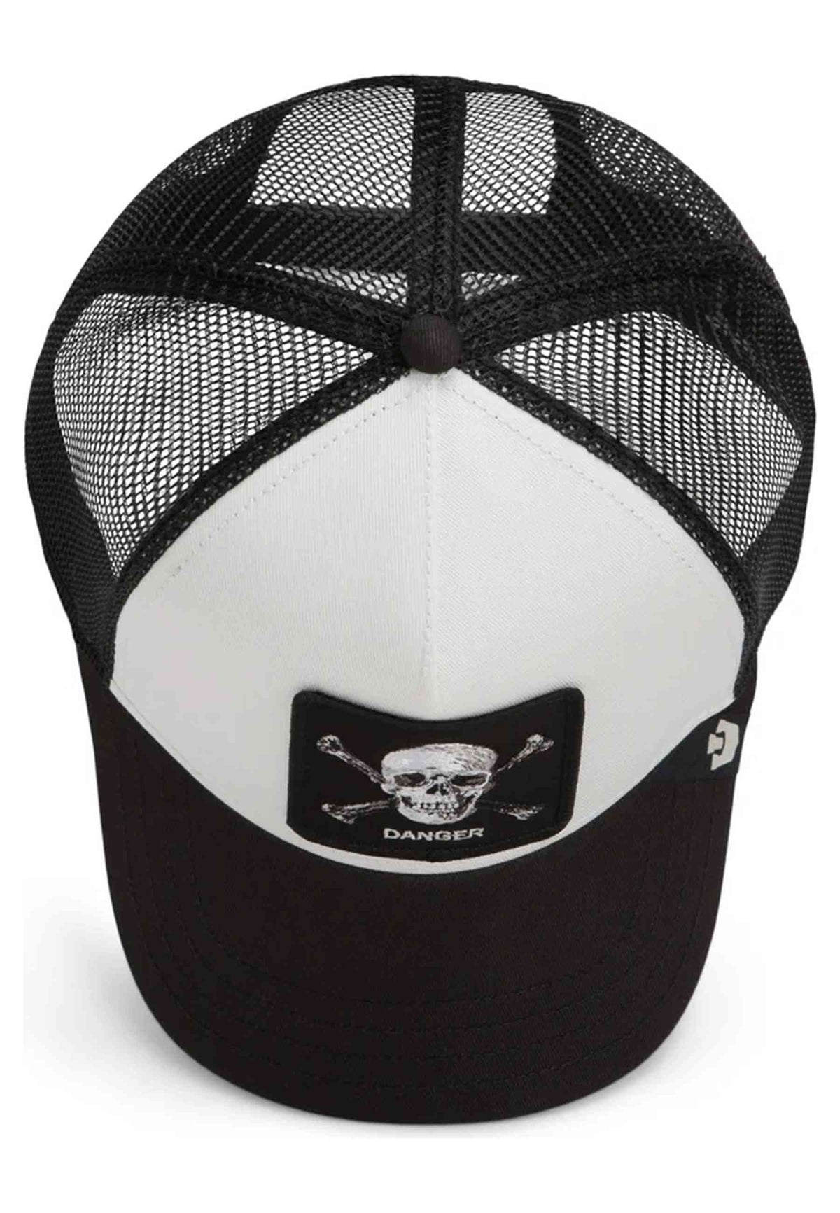 GORRA GOORIN BROS BLANCA CALAVERA DANGER SKULL AND CROSSBONES TRUCKER CAP