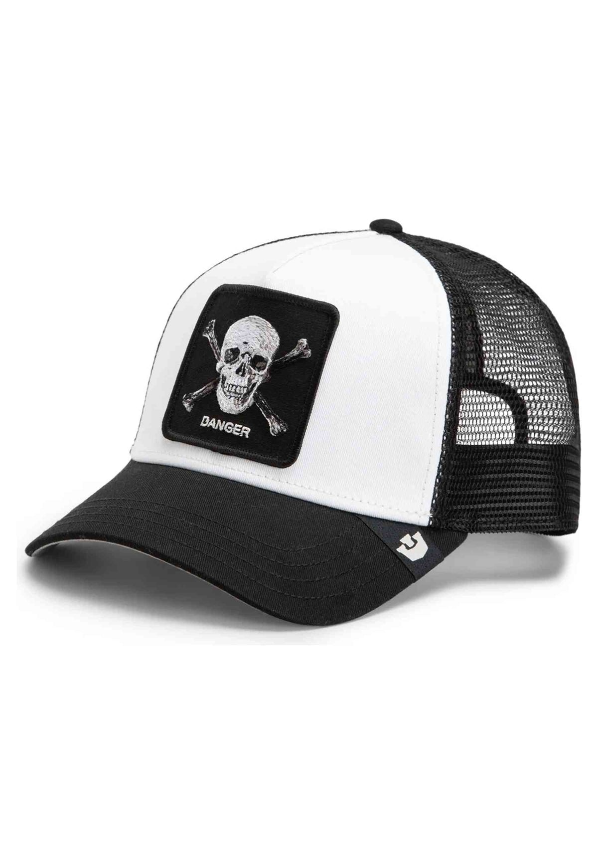 GORRA GOORIN BROS BLANCA CALAVERA DANGER SKULL AND CROSSBONES TRUCKER CAP
