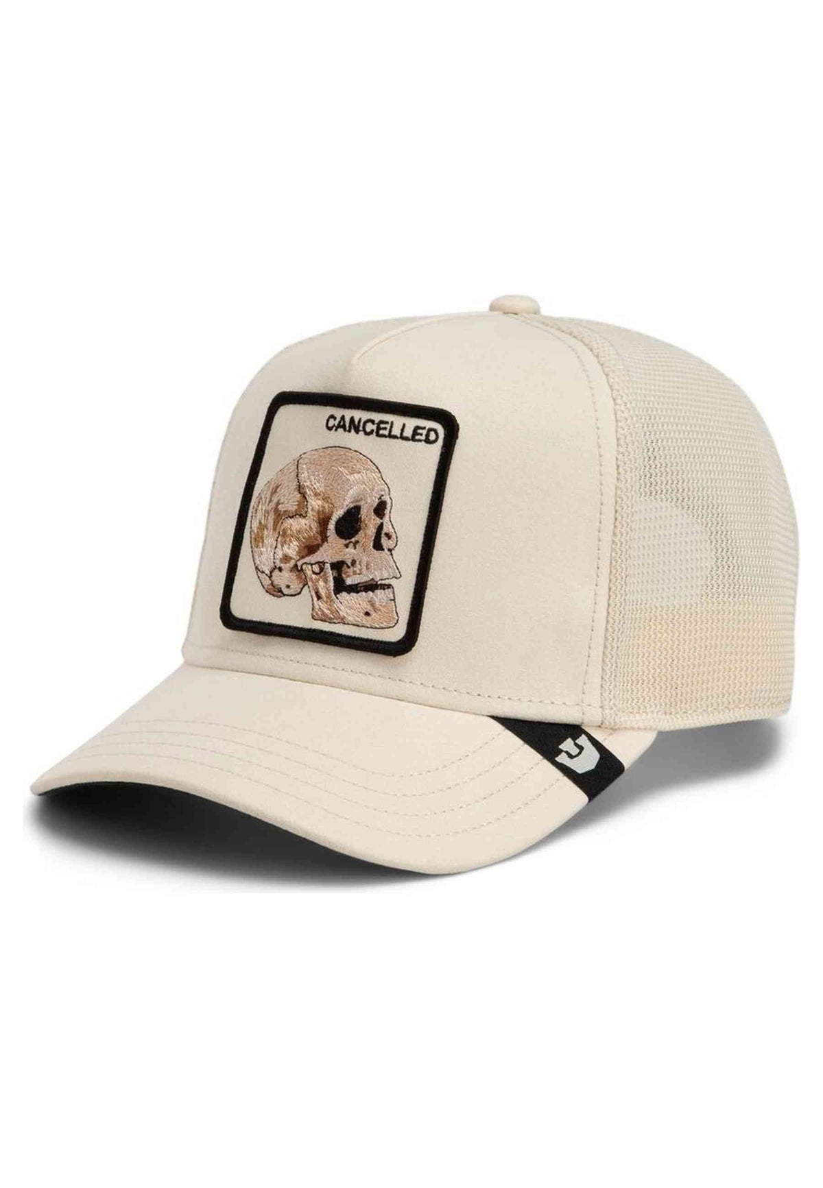GORRA GOORIN BROS BLANCA CALAVERA SUEDE CANCELLED SKULL TRUCKER CAP