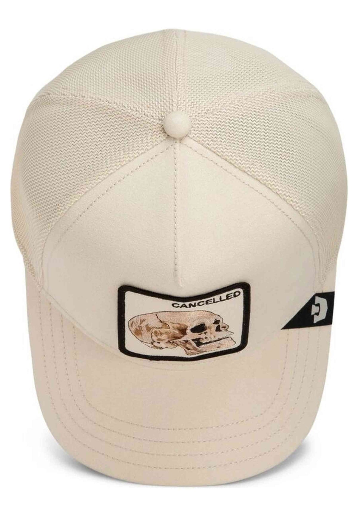 GORRA GOORIN BROS BLANCA CALAVERA SUEDE CANCELLED SKULL TRUCKER CAP