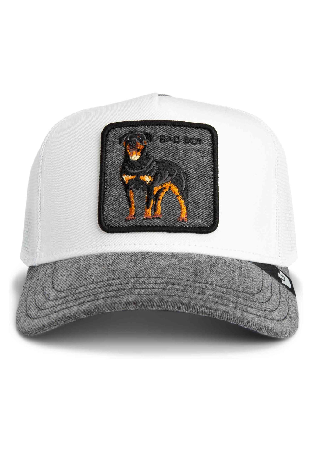 GORRA GOORIN BROS BLANCA ROTTWEILLER DENIM BAD BOY TRUCKER CAP