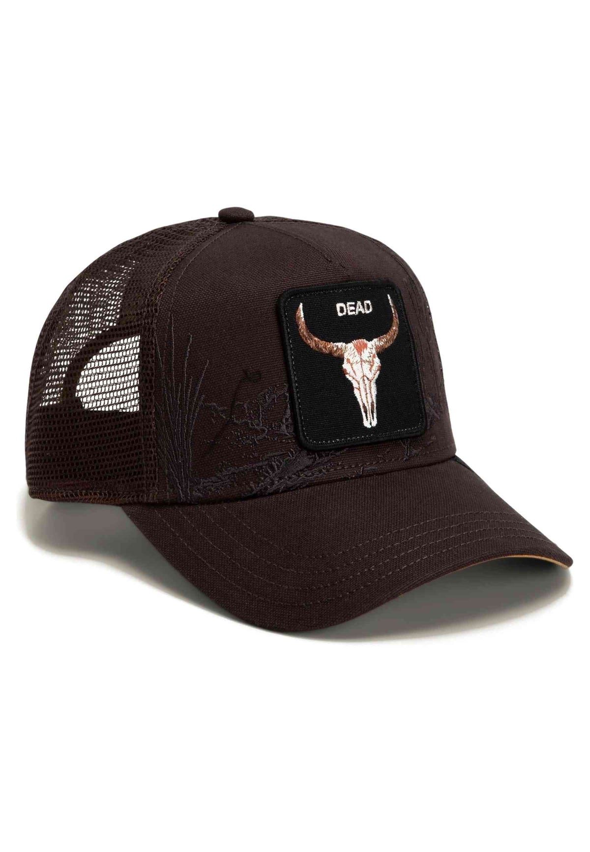GORRA GOORIN BROS MARRON CALAVERA BADLANDS SKULL TRUCKER CAP