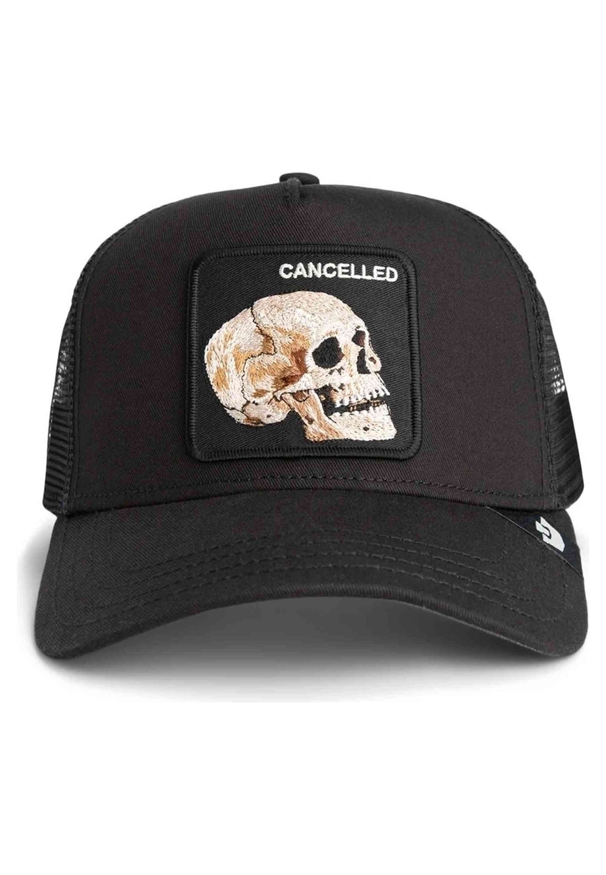 GORRA GOORIN BROS NEGRA SUEDE CANCELLED SKULL TRUCKER CAP