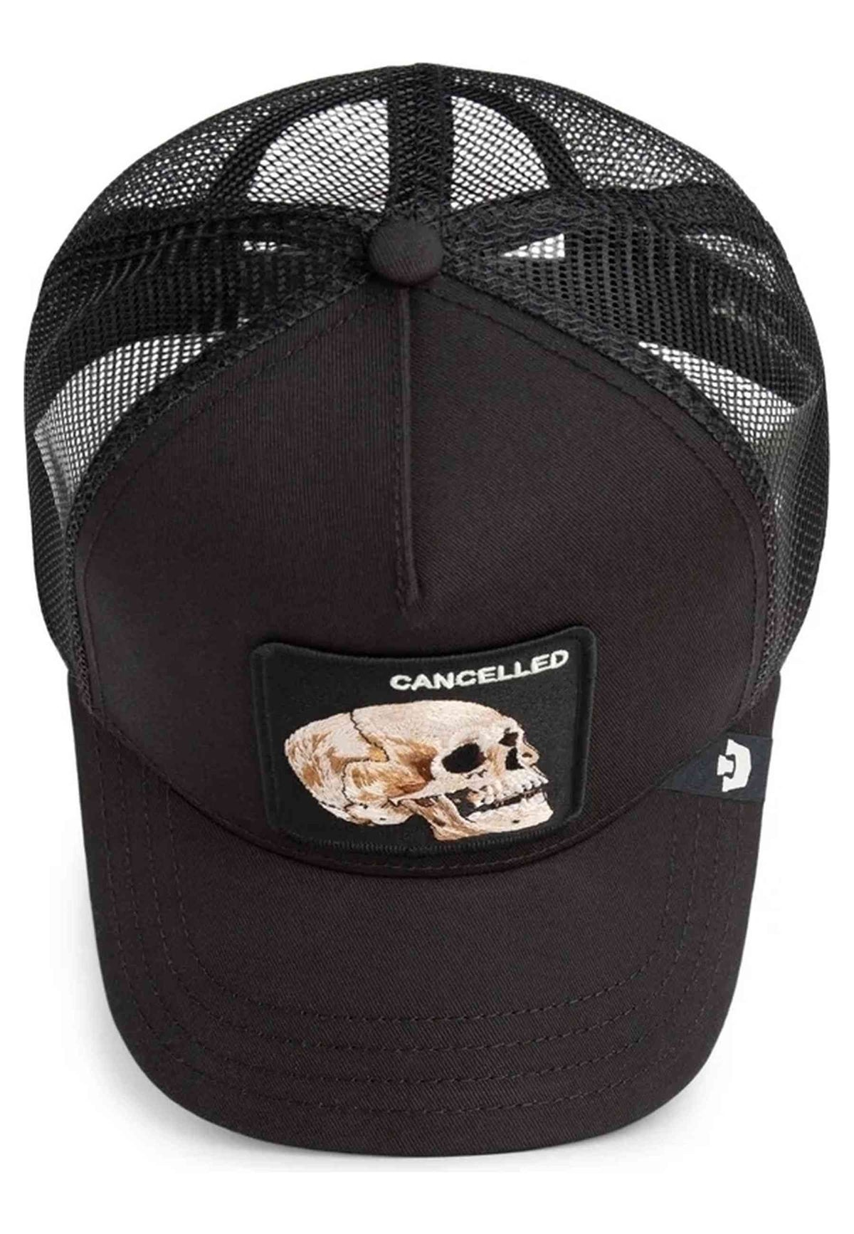 GORRA GOORIN BROS NEGRA SUEDE CANCELLED SKULL TRUCKER CAP