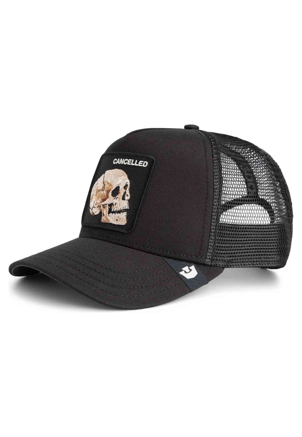 GORRA GOORIN BROS NEGRA SUEDE CANCELLED SKULL TRUCKER CAP