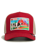 GORRA GOORIN BROS VACA GREENER GRASS MOOVE THE NEEDLE TRUCKER ROJA
