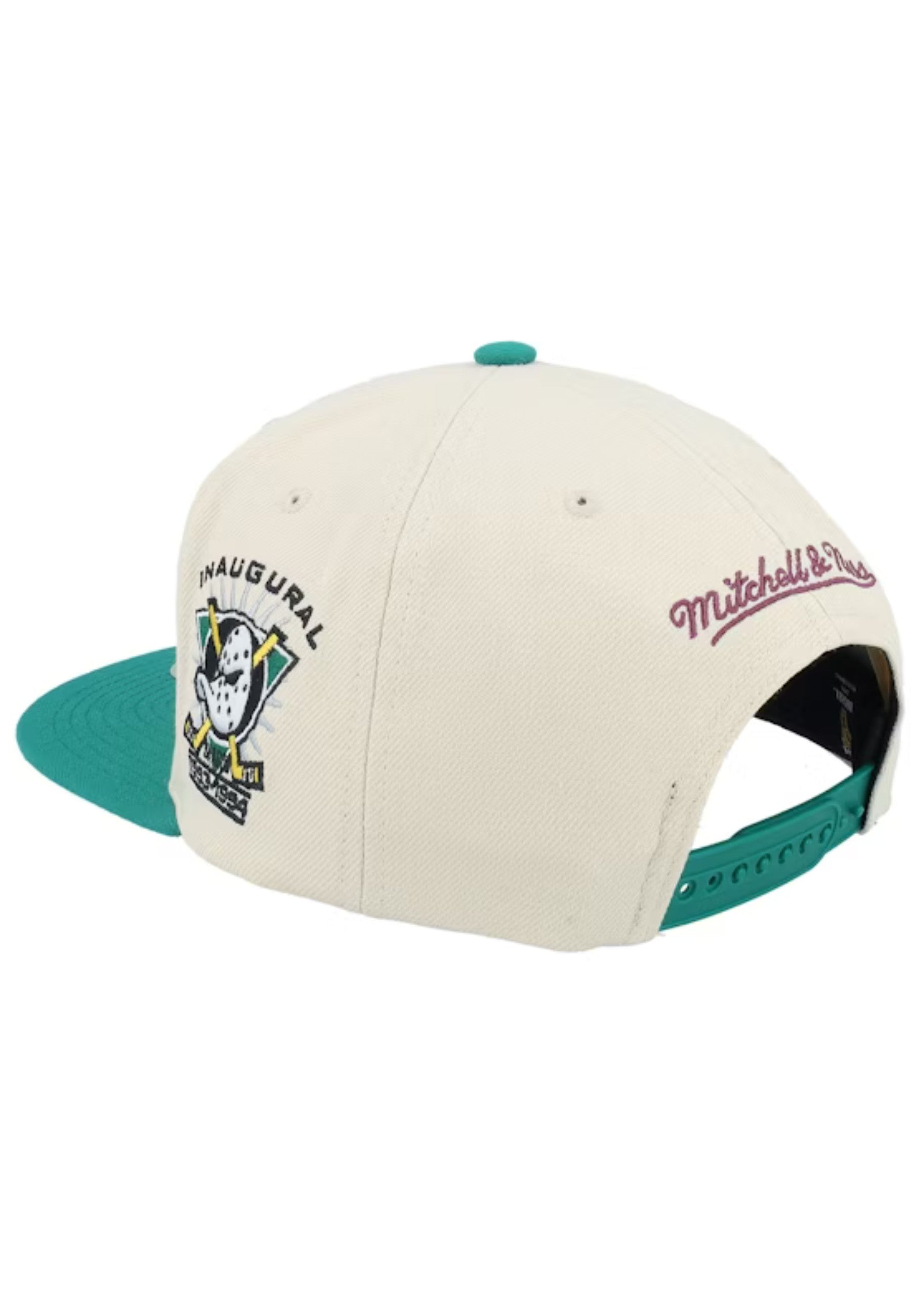 GORRA MITCHELL & NESS BEIGE ANAHEIM DUCKS ACROSS THE BOARD SNAPBACK VNTG