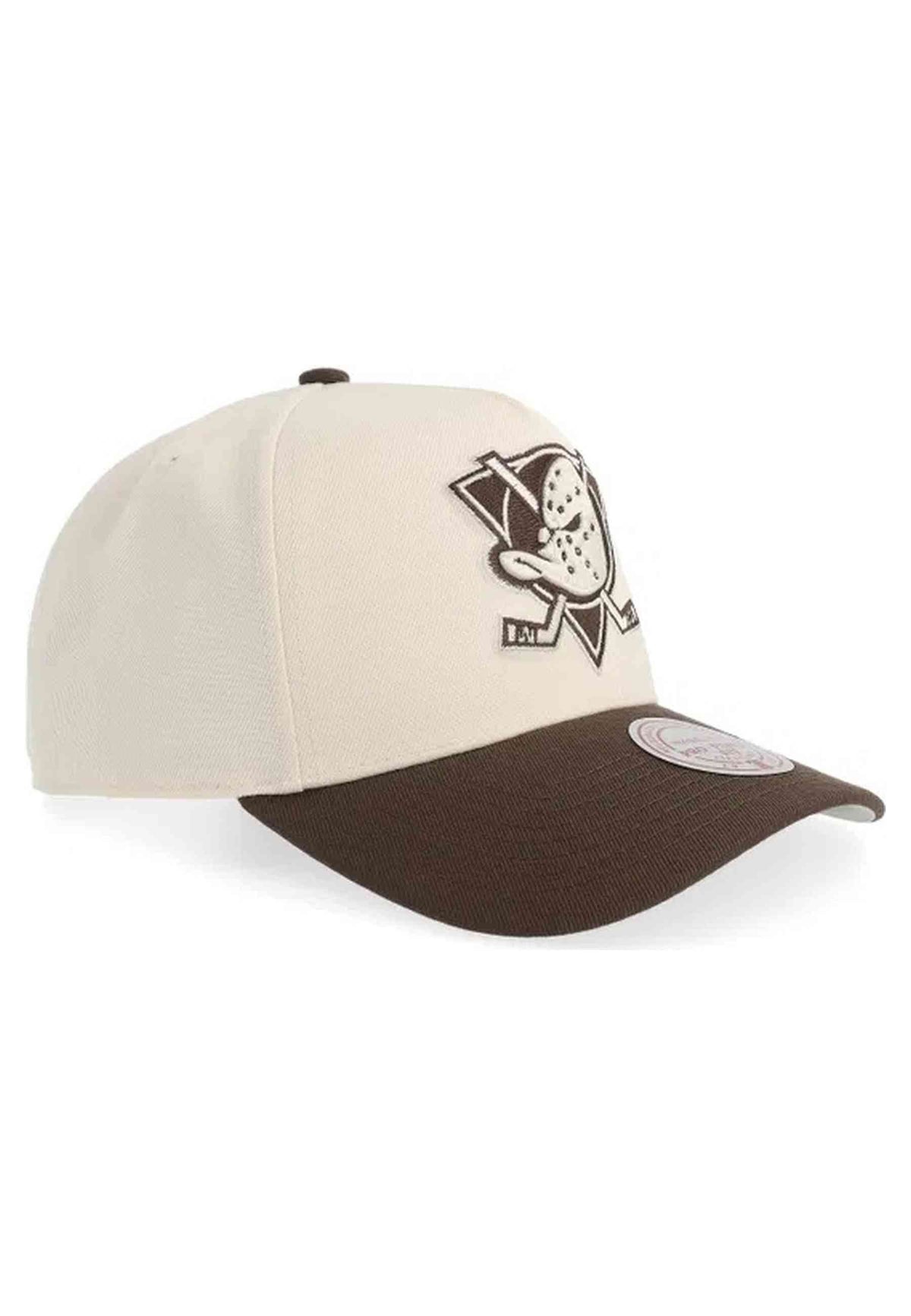 GORRA MITCHELL & NESS CRUDA ANAHEIM DUCKS BROWN & CREAM PRO SNAPBACK