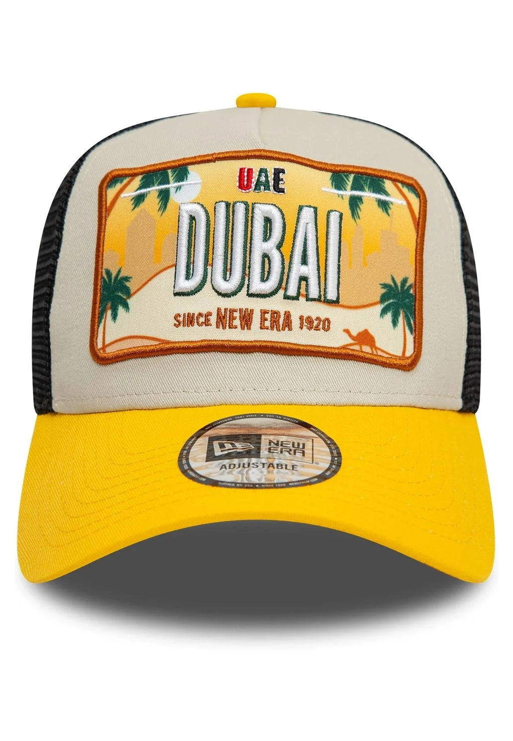 GORRA NEW ERA AMARILLA DUBAI LICENSE PLATE TRUCKER CAP