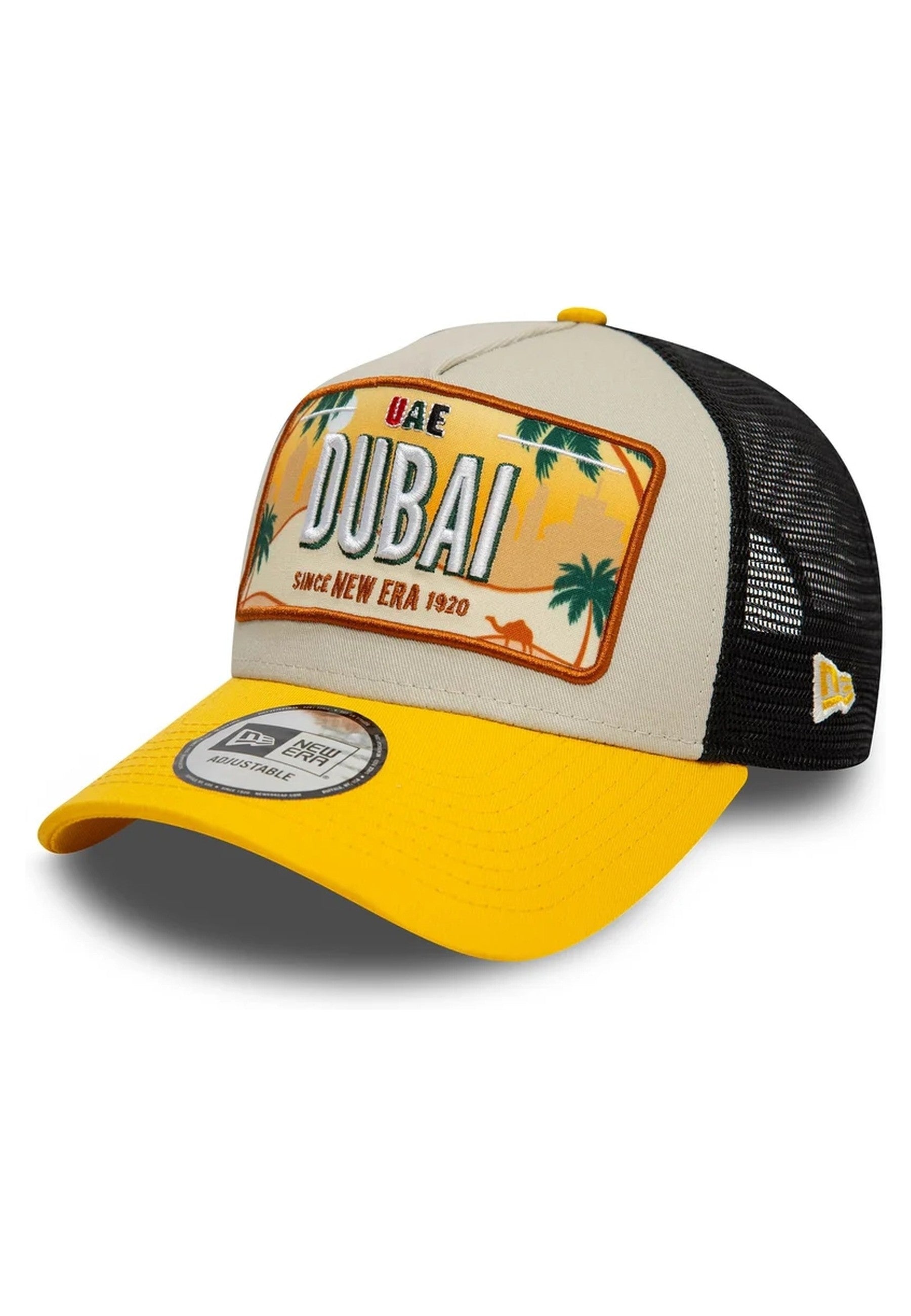GORRA NEW ERA AMARILLA DUBAI LICENSE PLATE TRUCKER CAP