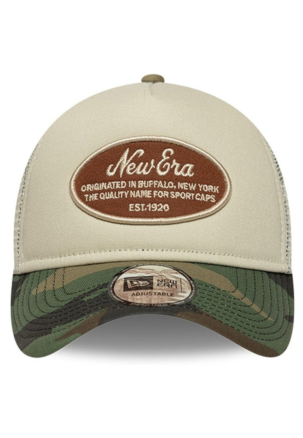 GORRA NEW ERA BEIGE OVAL PATCH CAMO TRUCKER - AREA ZERO
