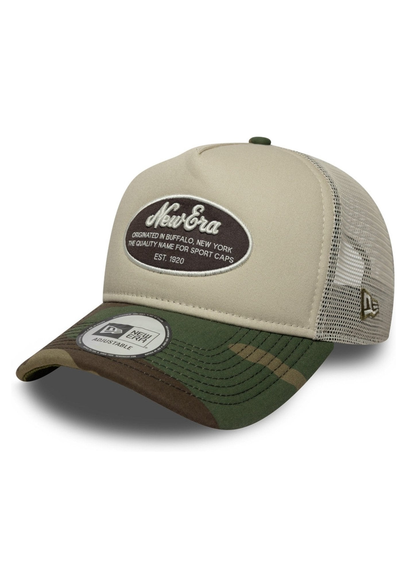 GORRA NEW ERA BEIGE OVAL PATCH CAMO TRUCKER - AREA ZERO