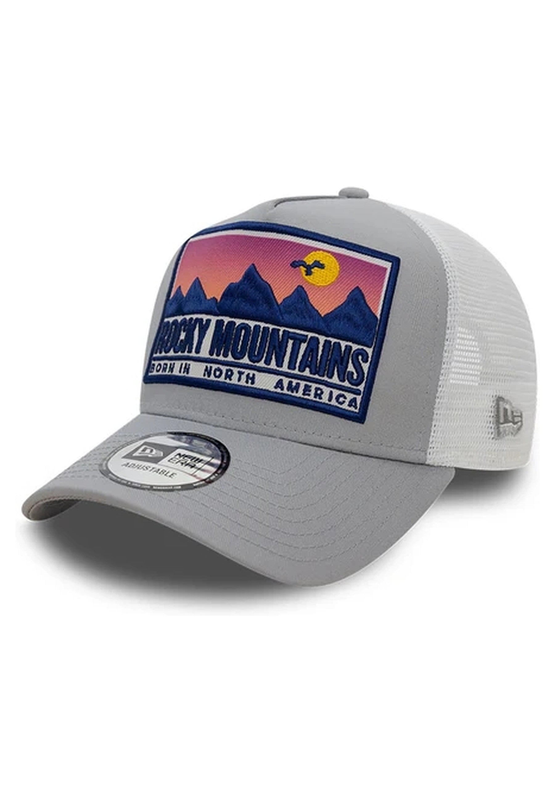 GORRA NEW ERA GRIS ROCKY MOUNTAINS LOCATION PATCH TRUCKER CAP