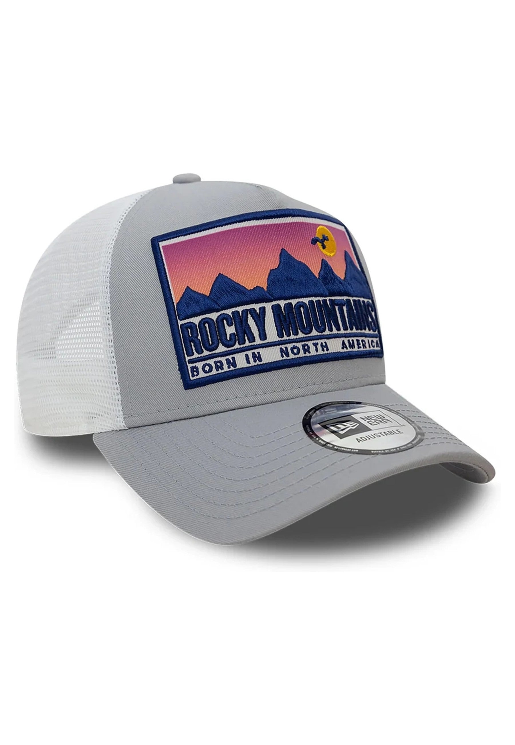 GORRA NEW ERA GRIS ROCKY MOUNTAINS LOCATION PATCH TRUCKER CAP