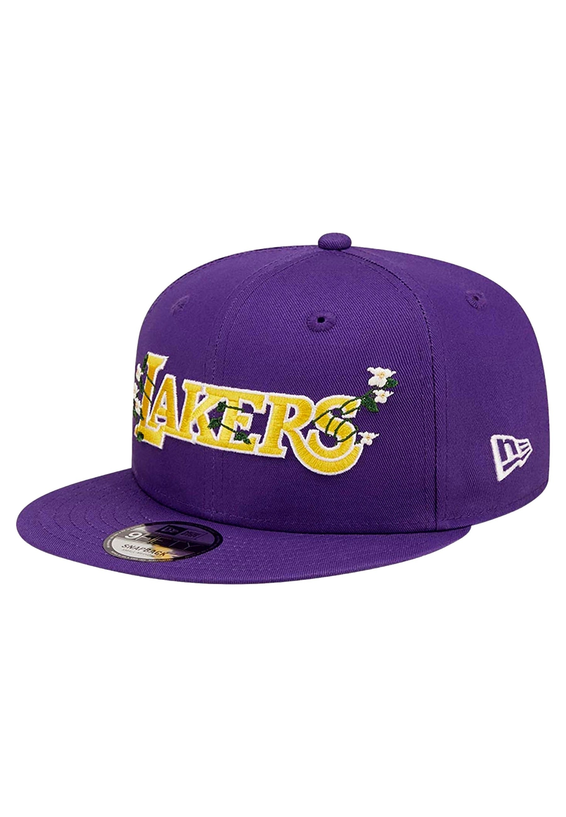 GORRA NEW ERA MORADA LAKERS FLOWER WORDMARK 9FIFTY LOSLAK