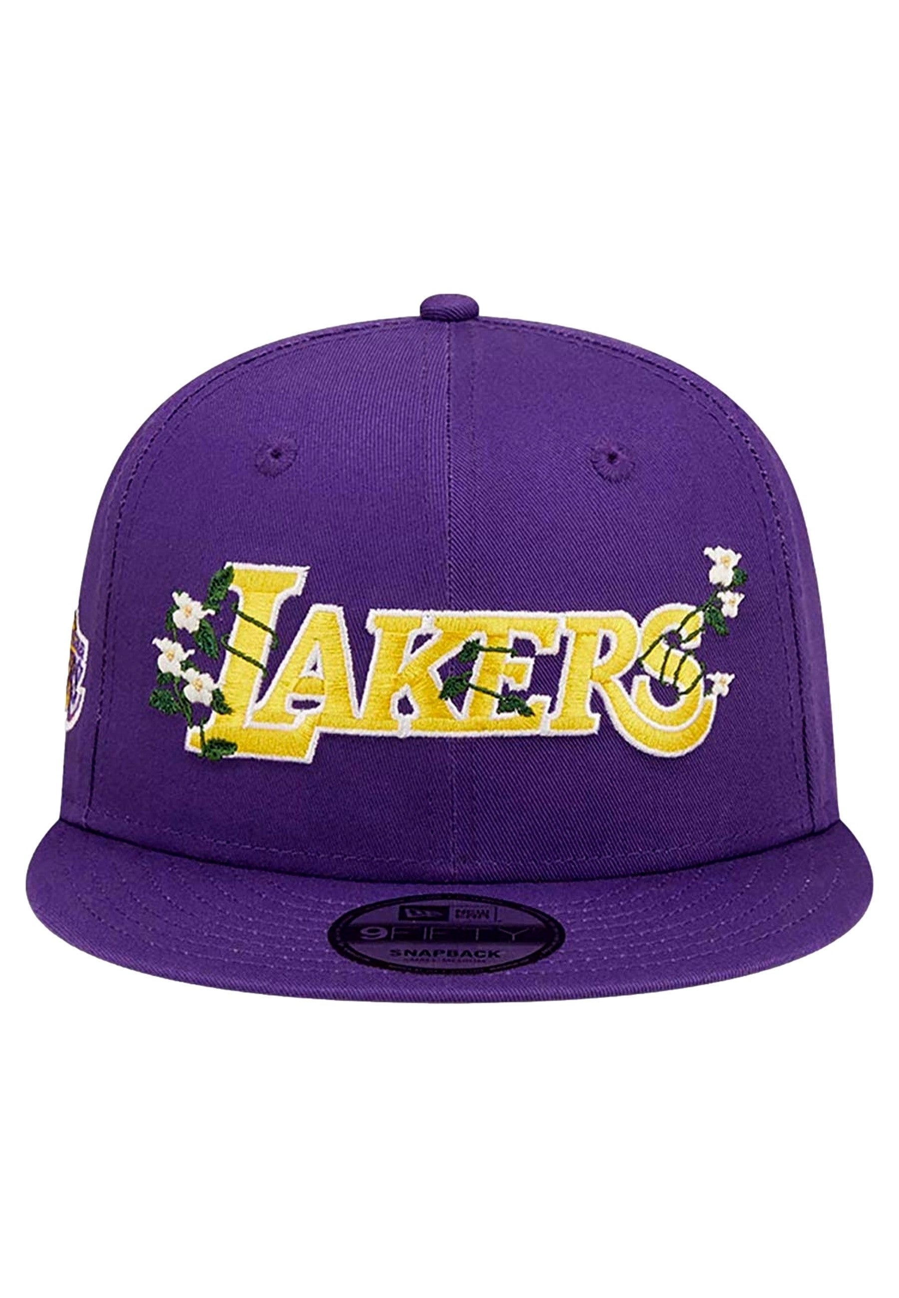 GORRA NEW ERA MORADA LAKERS FLOWER WORDMARK 9FIFTY LOSLAK