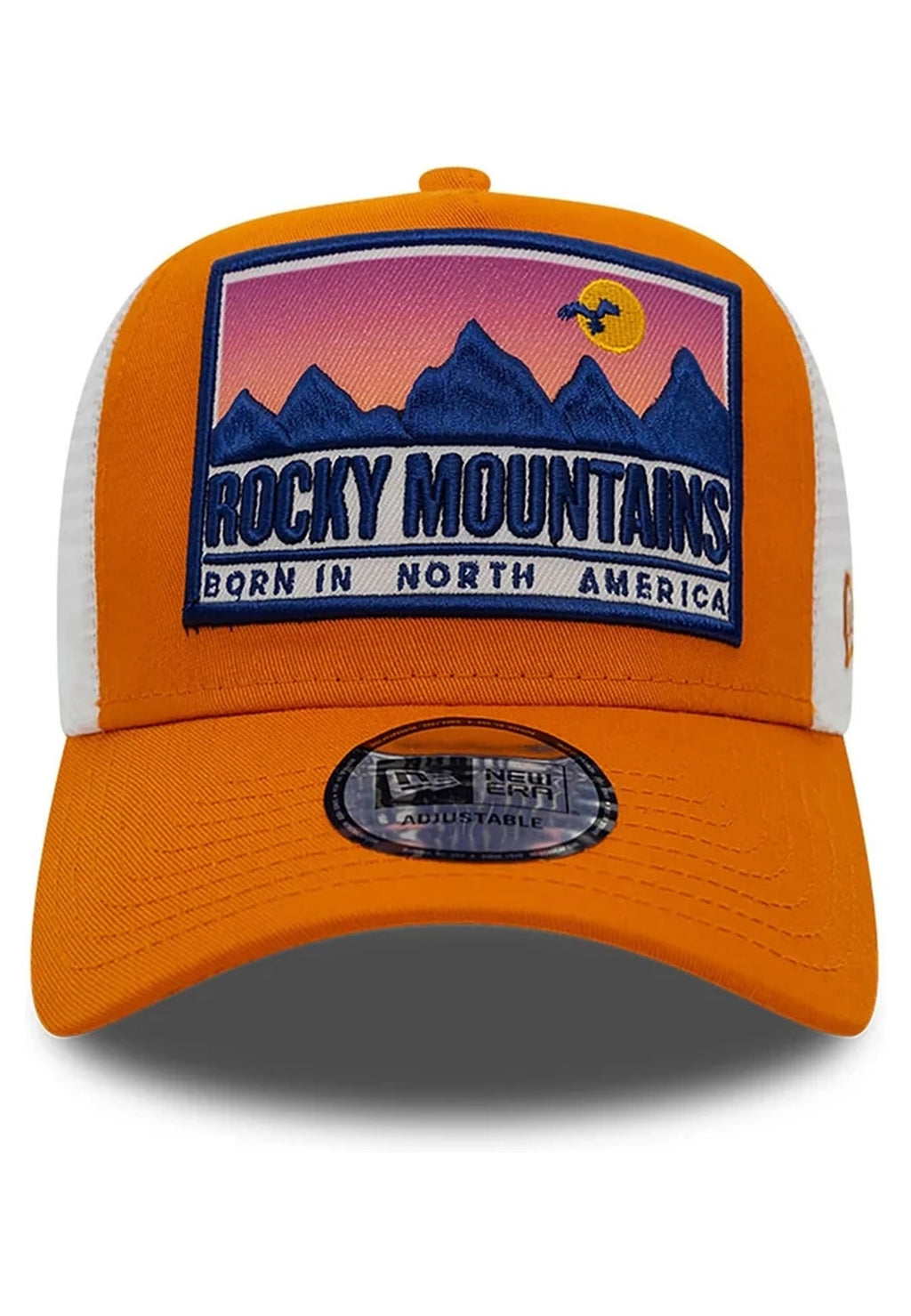 GORRA NEW ERA NARANJA ROCKY MOUNTAINS LOCATION PATCH TRUCKER CAP