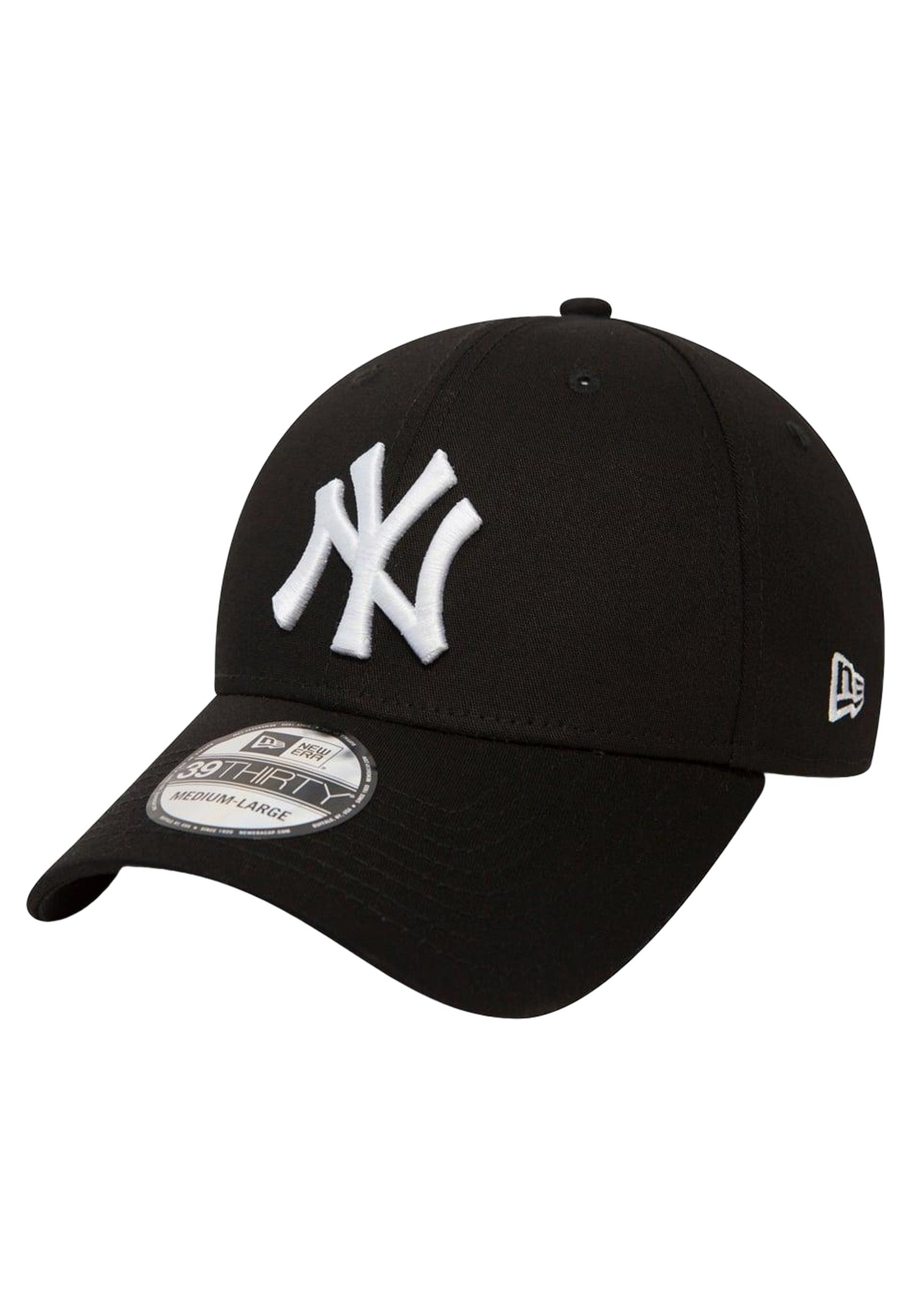 GORRA NEW ERA NEGRA LOGO NY BLANCO BORDADO FRENTE VISERA CURVA