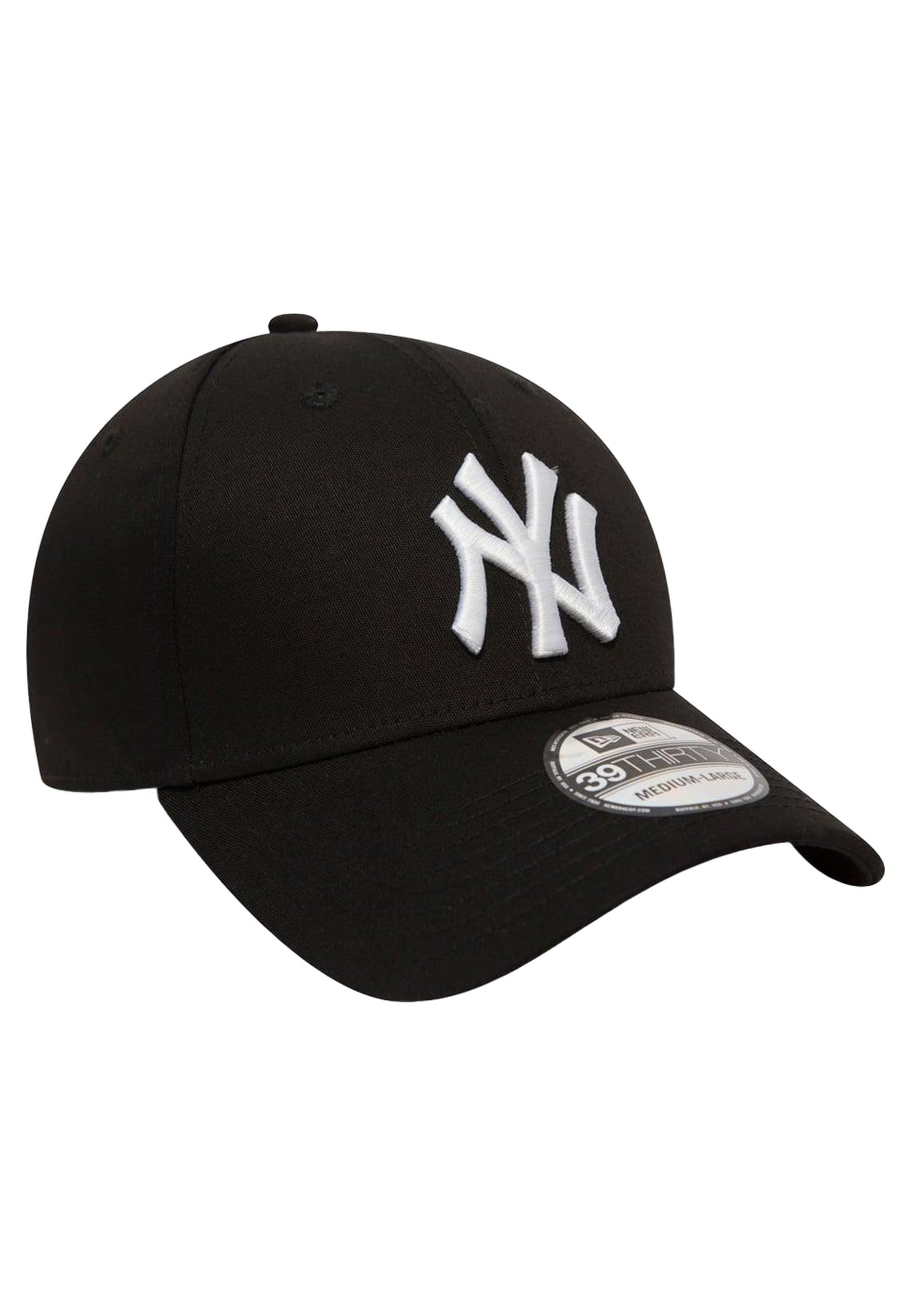 GORRA NEW ERA NEGRA LOGO NY BLANCO BORDADO FRENTE VISERA CURVA