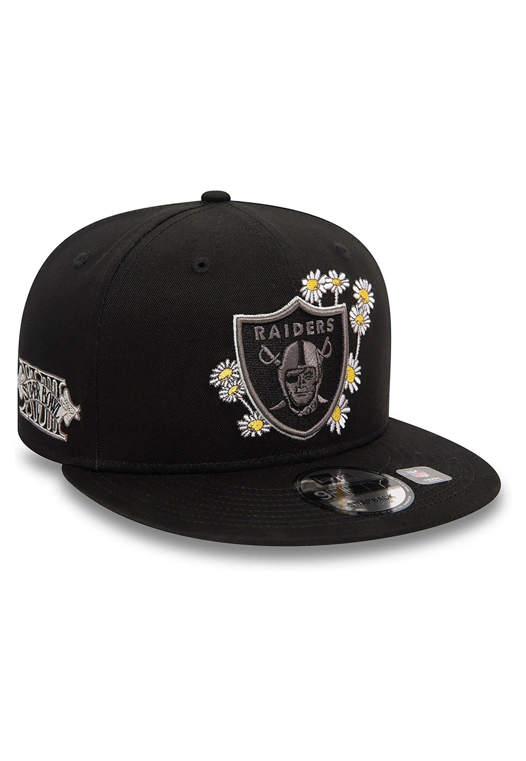 GORRA NEW ERA NEGRA RAIDERS SEASONLA FLOWER 9FIFTY LASRAI