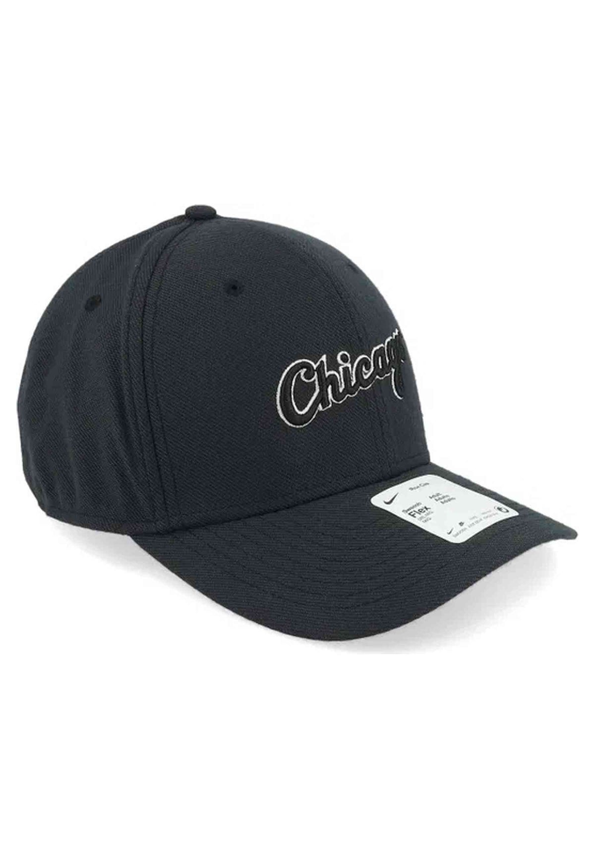 GORRA NIKE NEGRA CHICAGO WHITE SOX DRI FIT RISE STRUCTURED SWOOSHFLEX CAP