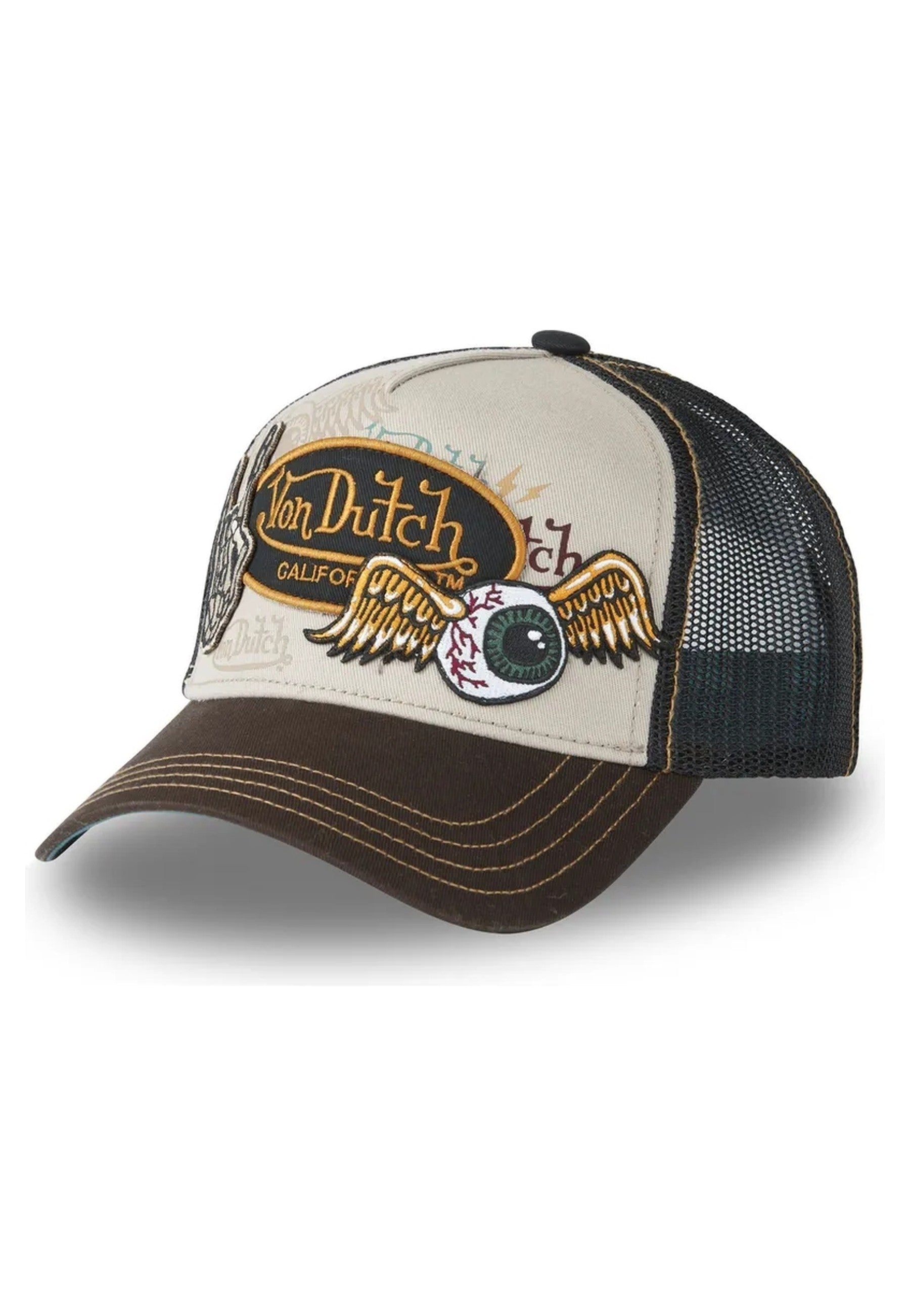 GORRA VON DUTCH MARRON/GRIS PATCHES03 TRUCKER CAP