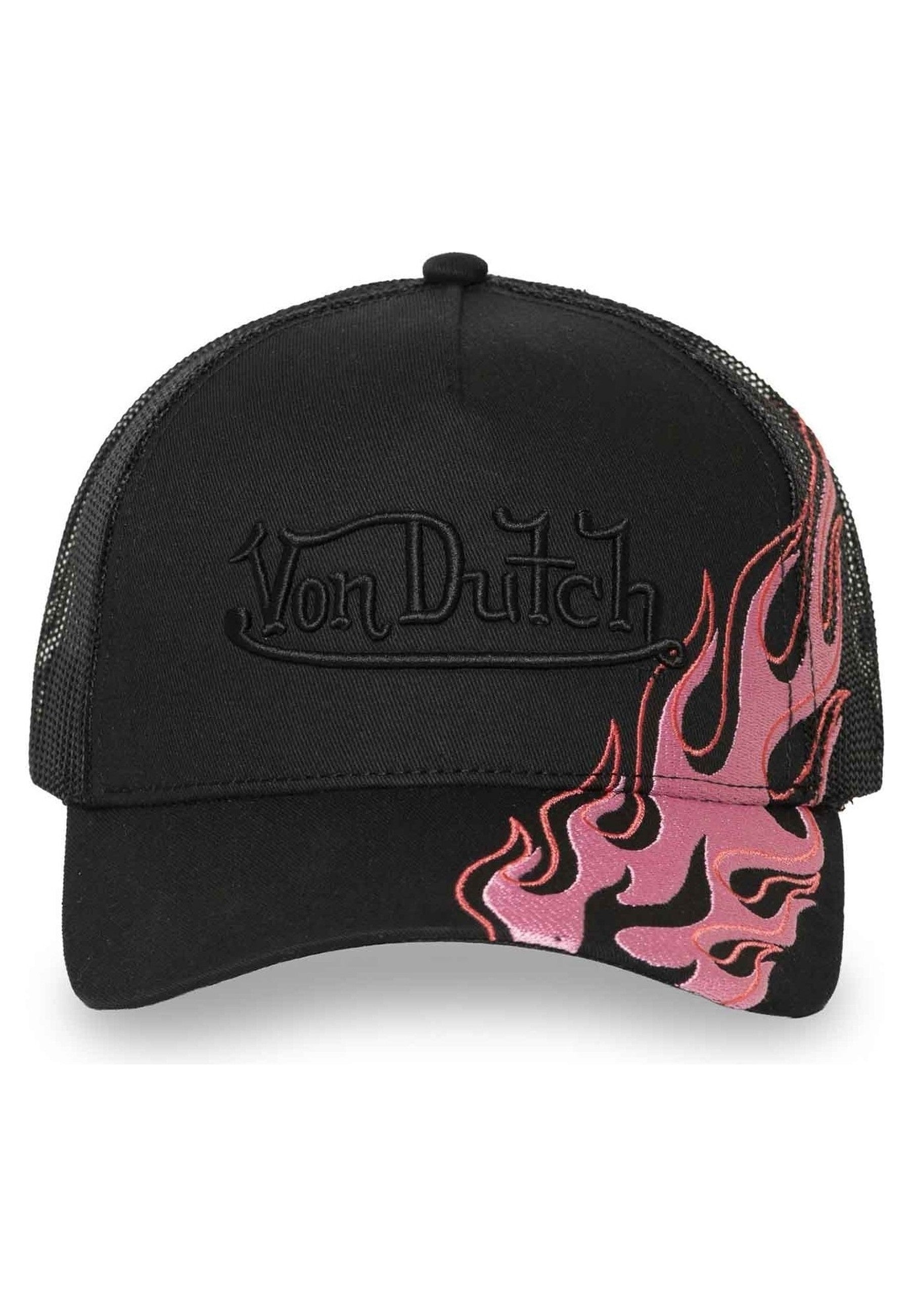 GORRA VON DUTCH NEGRA PINK FLAMES TRUCKER CAP