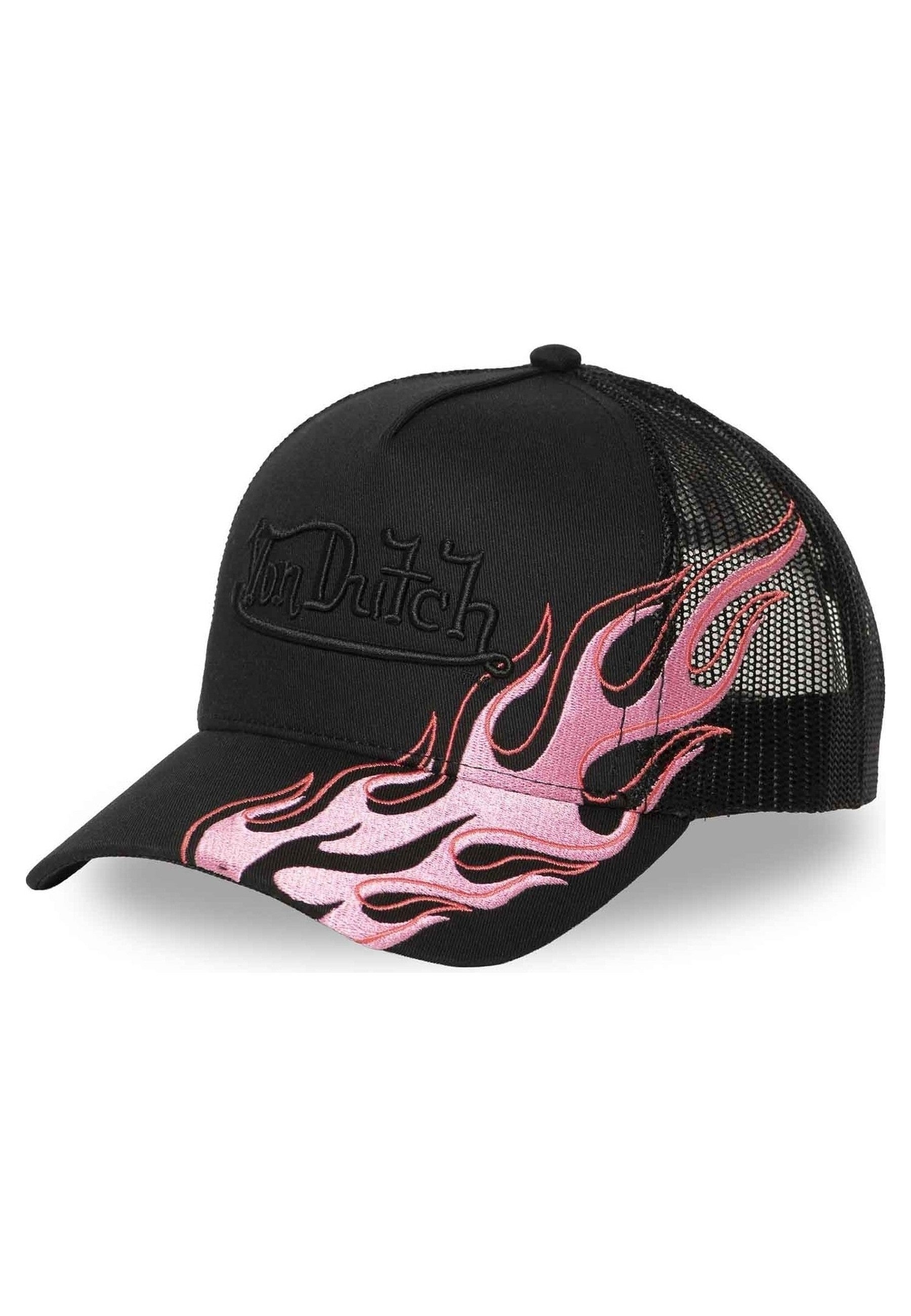 GORRA VON DUTCH NEGRA PINK FLAMES TRUCKER CAP