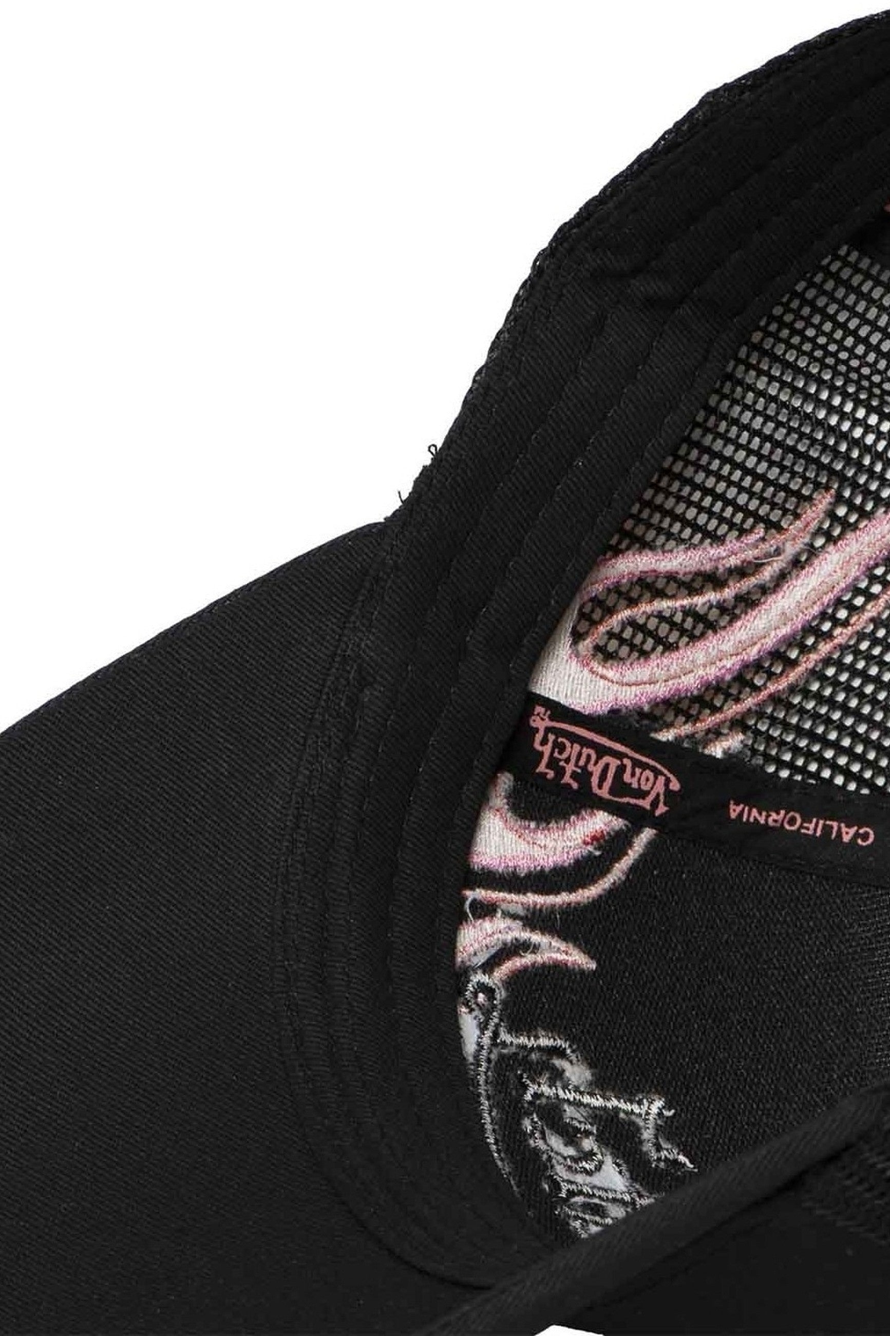 GORRA VON DUTCH NEGRA PINK FLAMES TRUCKER CAP